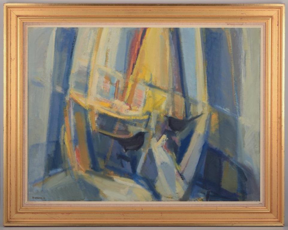 Frans Vester-Pedersen (1934-1972), pintor danés.
Óleo sobre lienzo.
Composición abstracta.
Mediados del siglo XX.
Firmado.
En perfecto estado.
Dimensiones: 80 cm x 60 cm.
Total con marco: 95 cm x 75 cm.