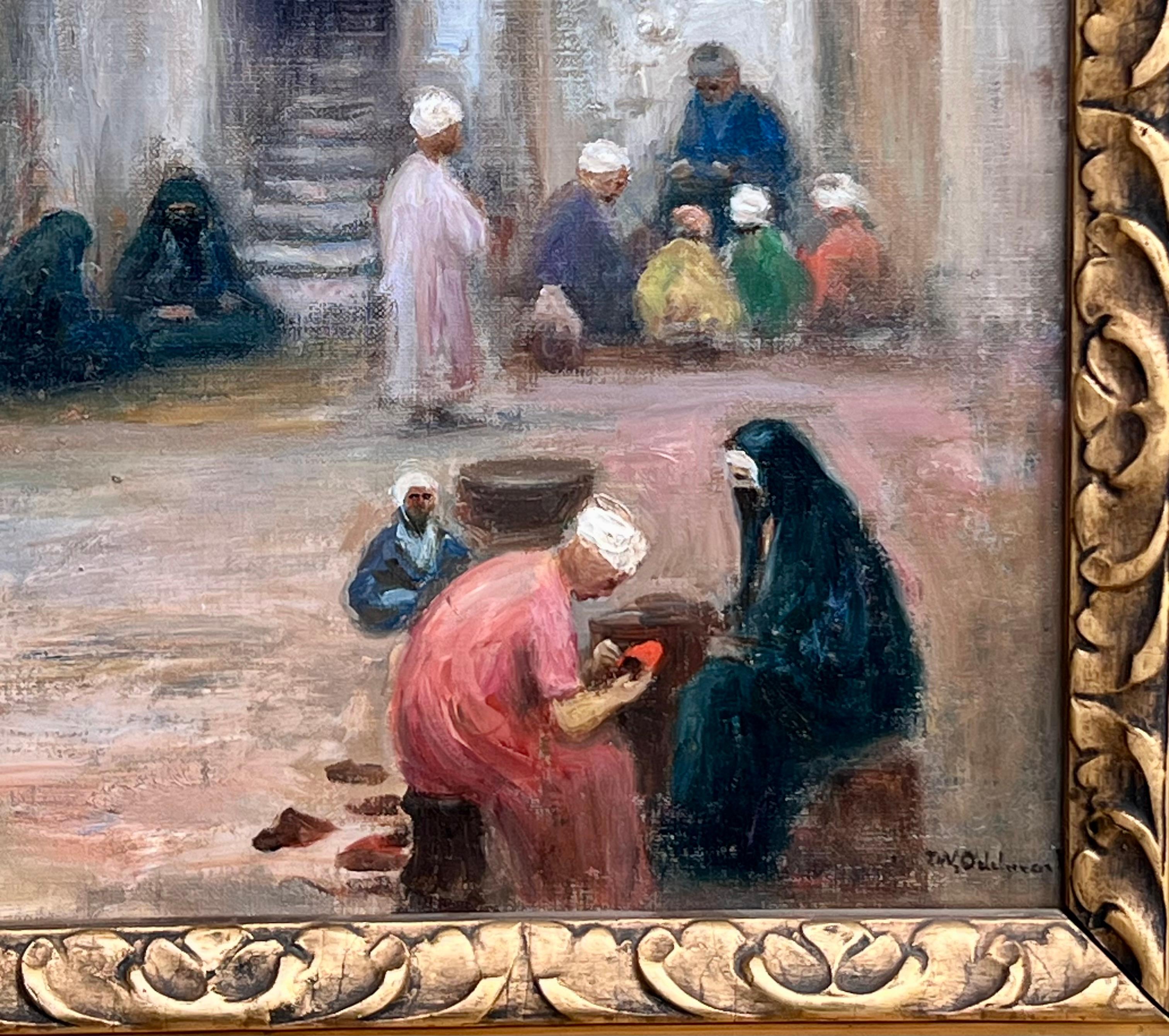 Un olio su tela firmato in basso a destra e con iscrizione del luogo in basso a sinistra. Uno spaccato della vita al Cairo. Il dipinto è presentato in quella che probabilmente è la sua cornice originale che misura complessivamente 33