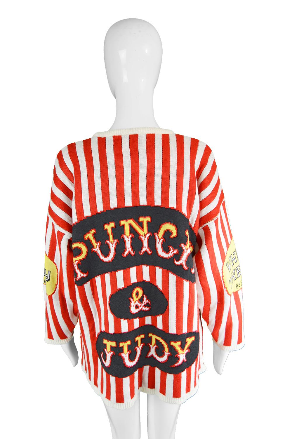 Frantic Vintage Clubwear 'Punch & Judy' Acrylic Knit Sweater, 1990s 1