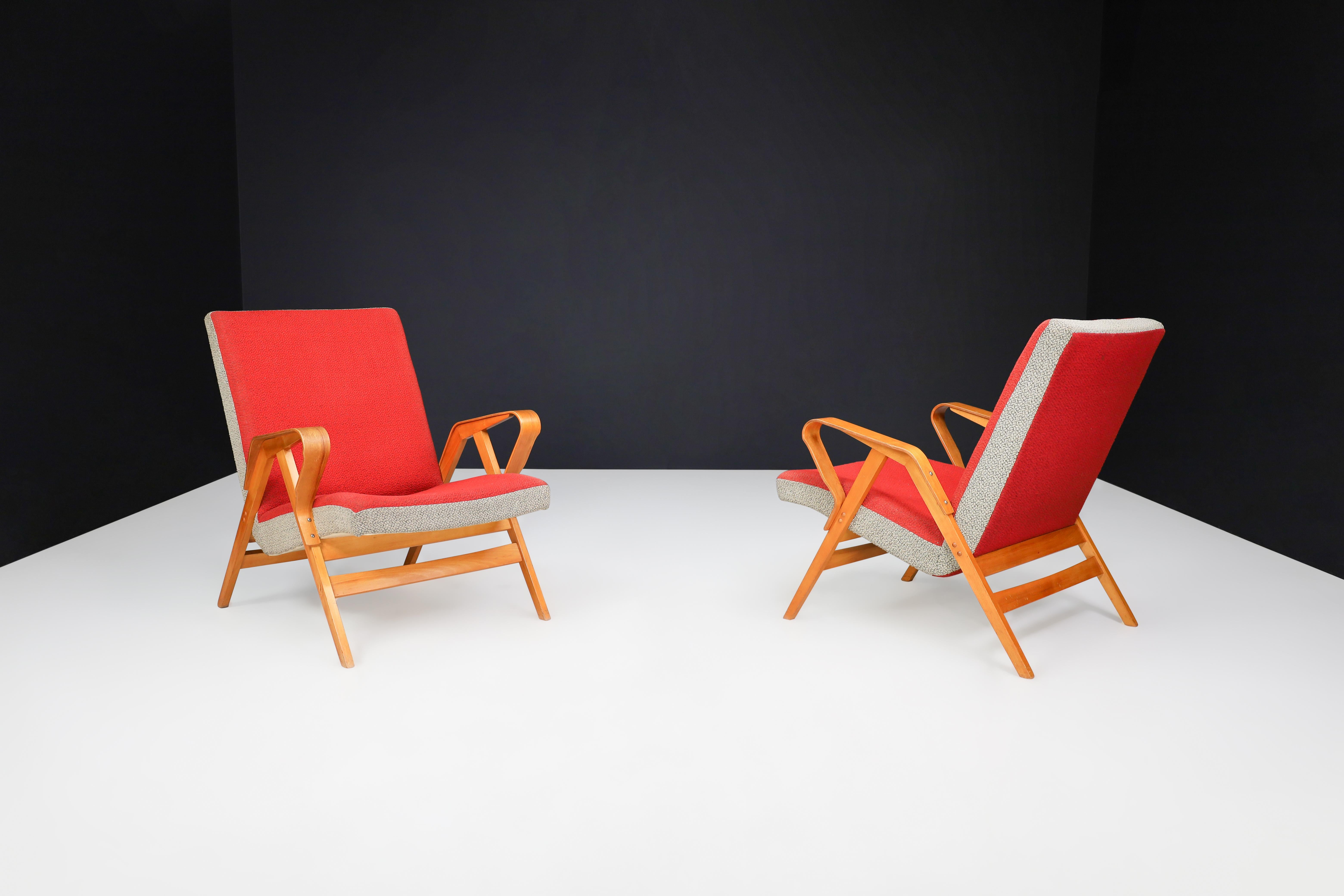 Mid-Century Modern František Jirák for Tatra Nábytok Lounge Chairs in Original Upholstery, 1960s