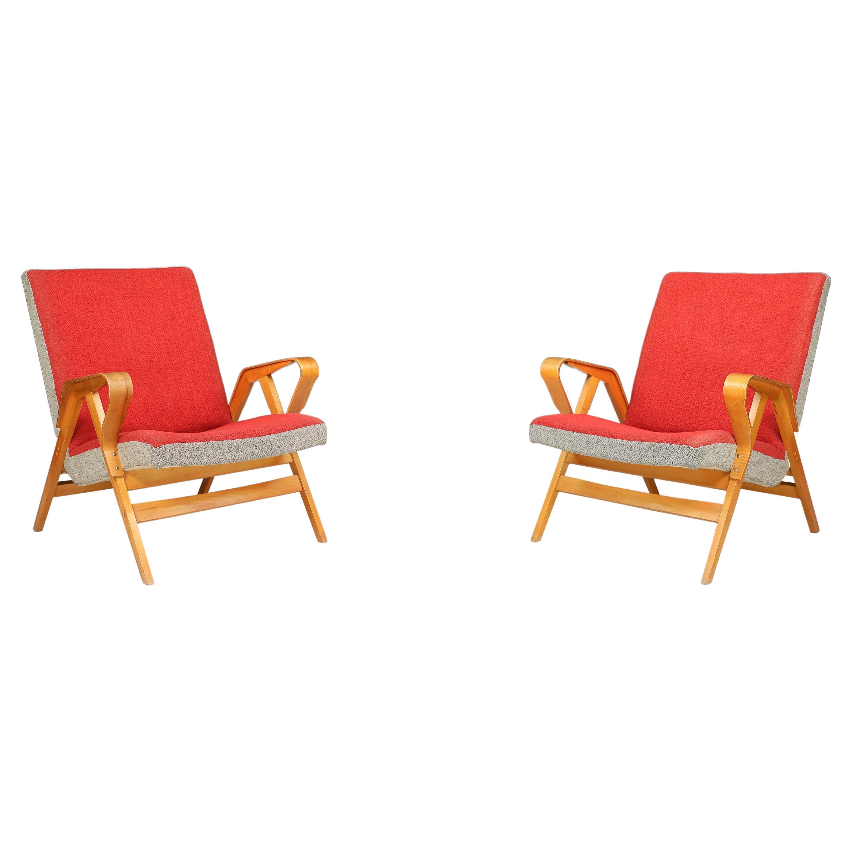 František Jirák for Tatra Nábytok Lounge Chairs in Original Upholstery, 1960s