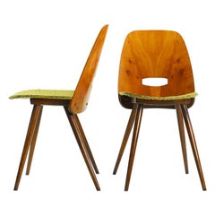 Frantisek Jirak Lollipop Dining Chairs in Walnut Veneer for Tatra, circa 1960