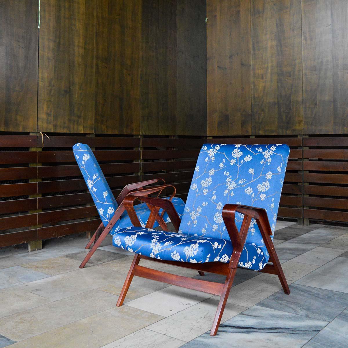 Mid-Century Modern František Jirák Pair of Lounge Chairs in Plywood and Beech, 1960s