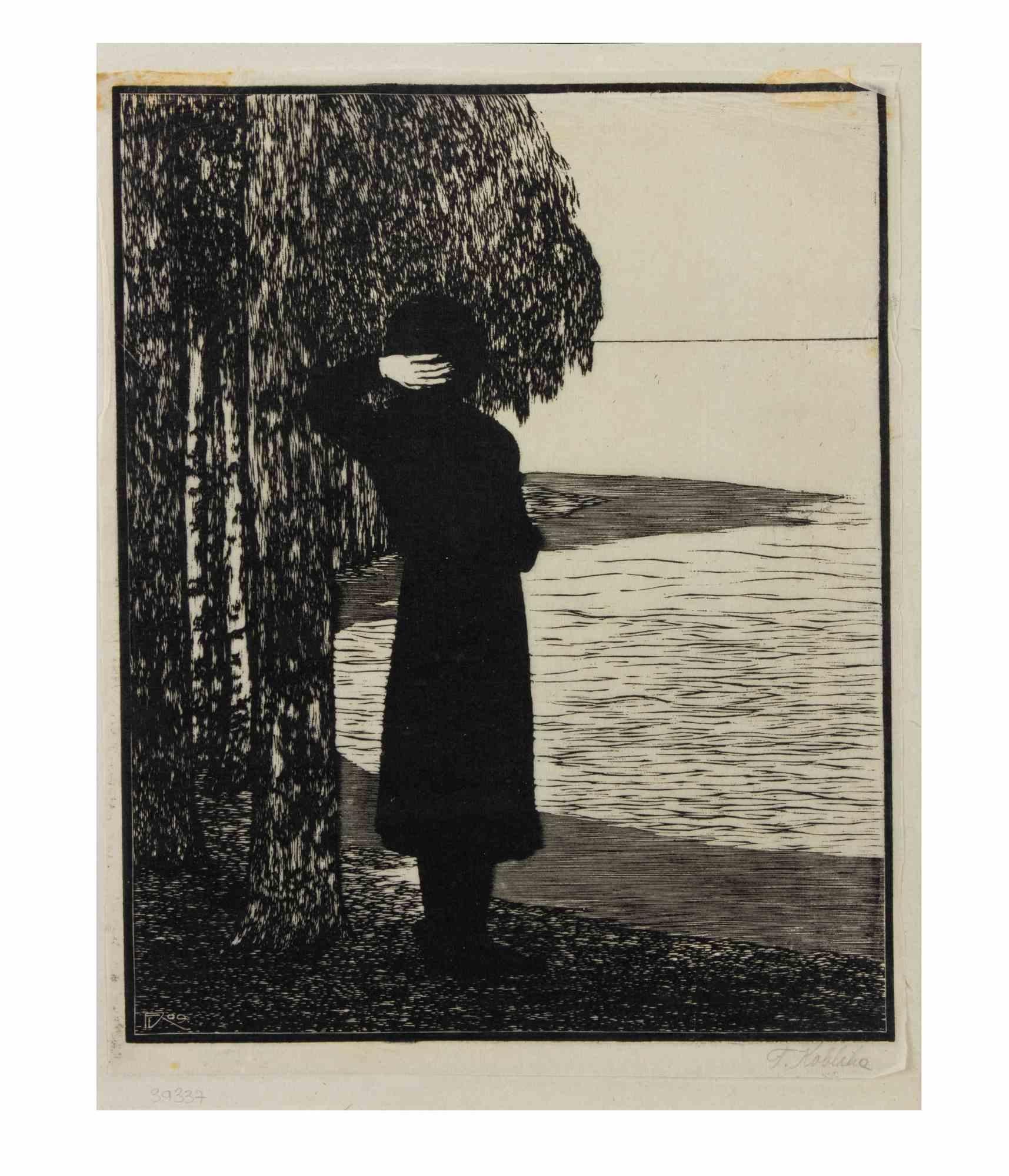 Na brehu (Sulla riva) - Xilografia di Frantisek Kobliha - 1909 in vendita 1