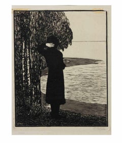 Na brehu (On the Shore) - Woodcut by Frantisek Kobliha - 1909