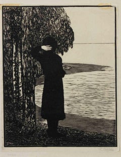 Na brehu (En la orilla) - xilografía de Frantisek Kobliha - 1909
