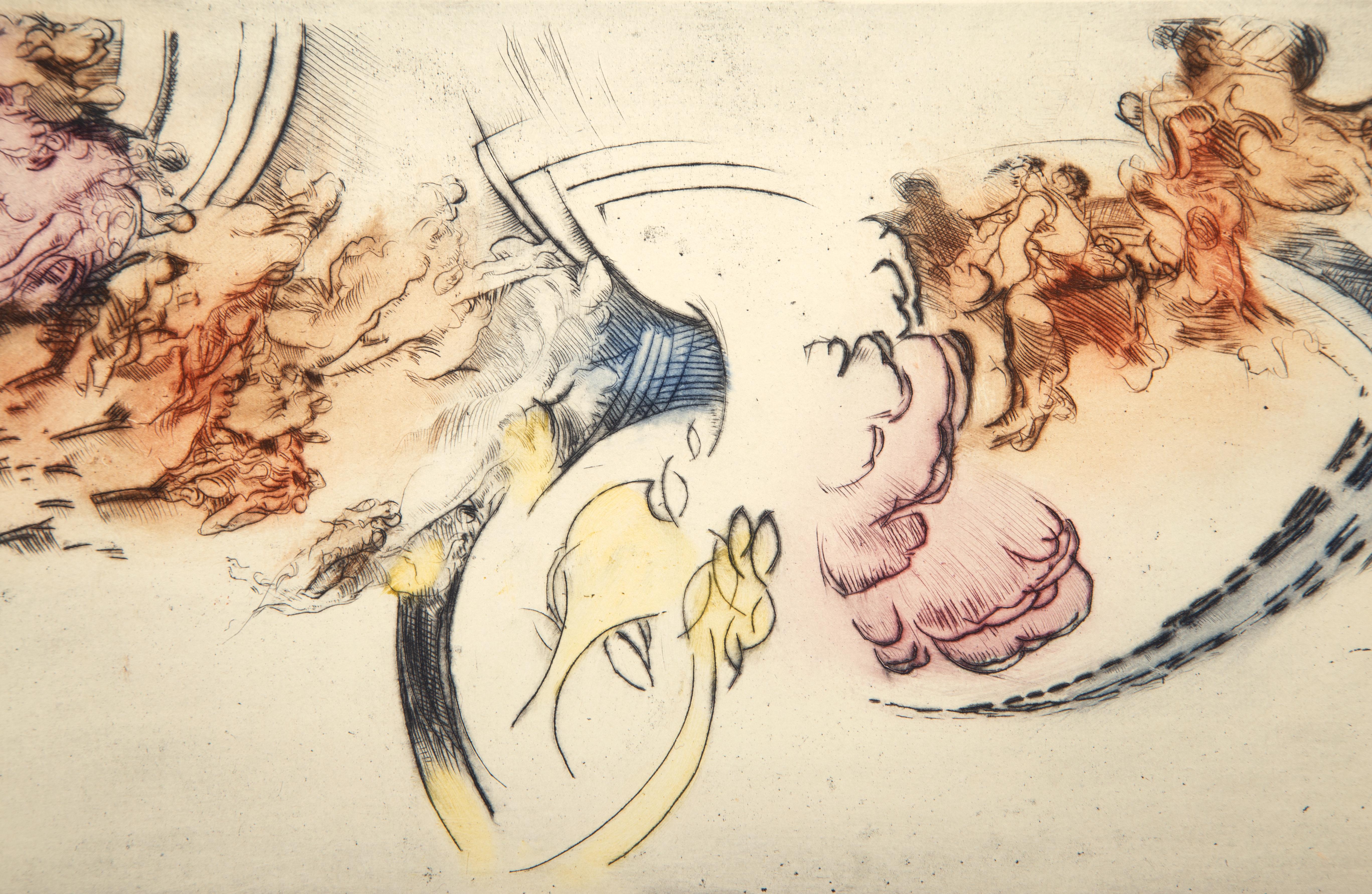 Abstrakte Komposition (Farbe), surrealistische Radierung von Frantisek Kupka im Angebot 3