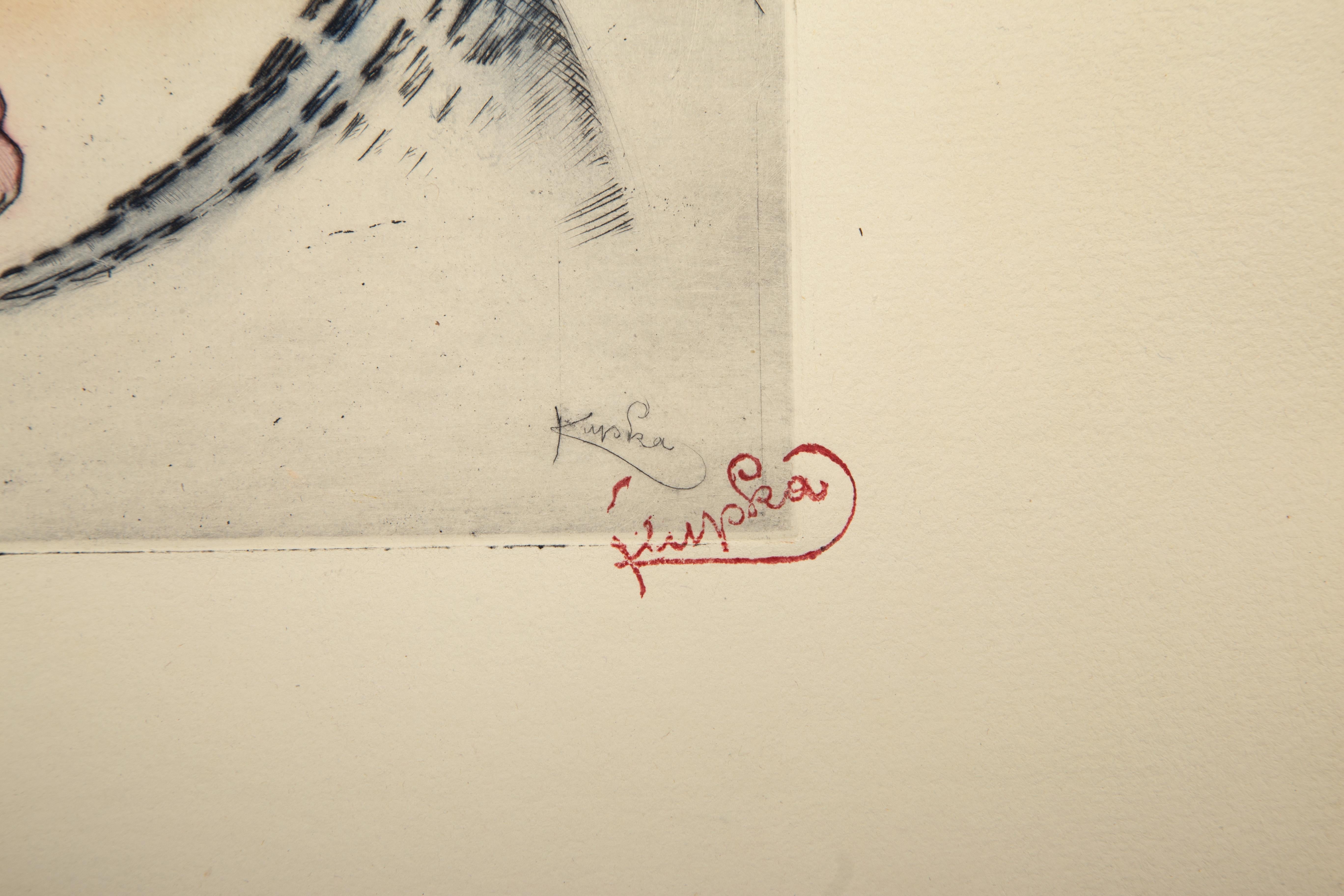 Abstrakte Komposition (Farbe), surrealistische Radierung von Frantisek Kupka im Angebot 4