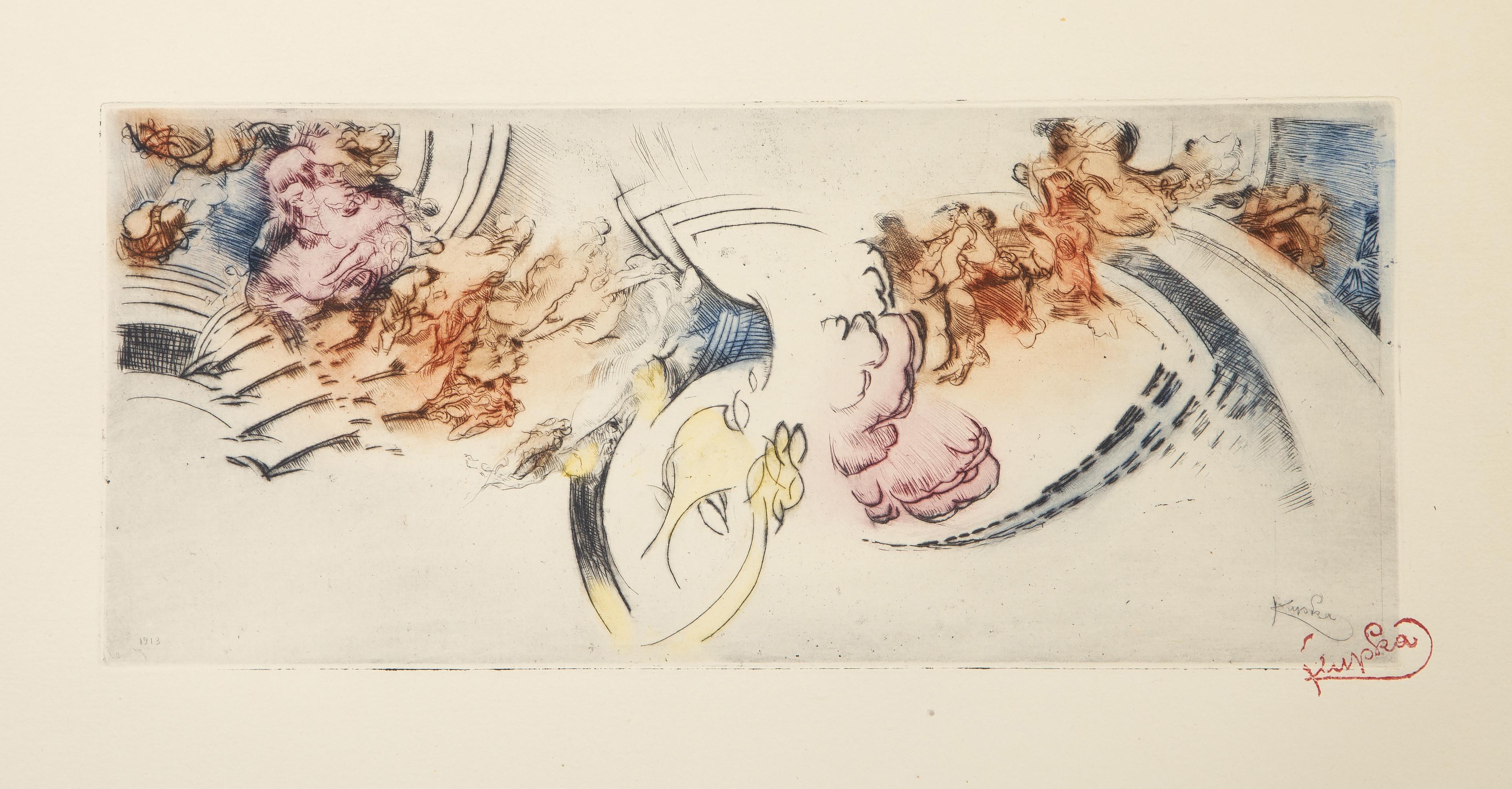 Abstract Composition (Color), Surrealist Etching by Frantisek Kupka