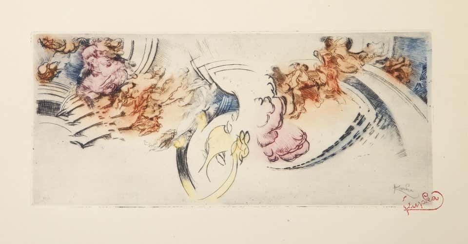 Abstract Composition (Color), Surrealist Etching by Frantisek Kupka