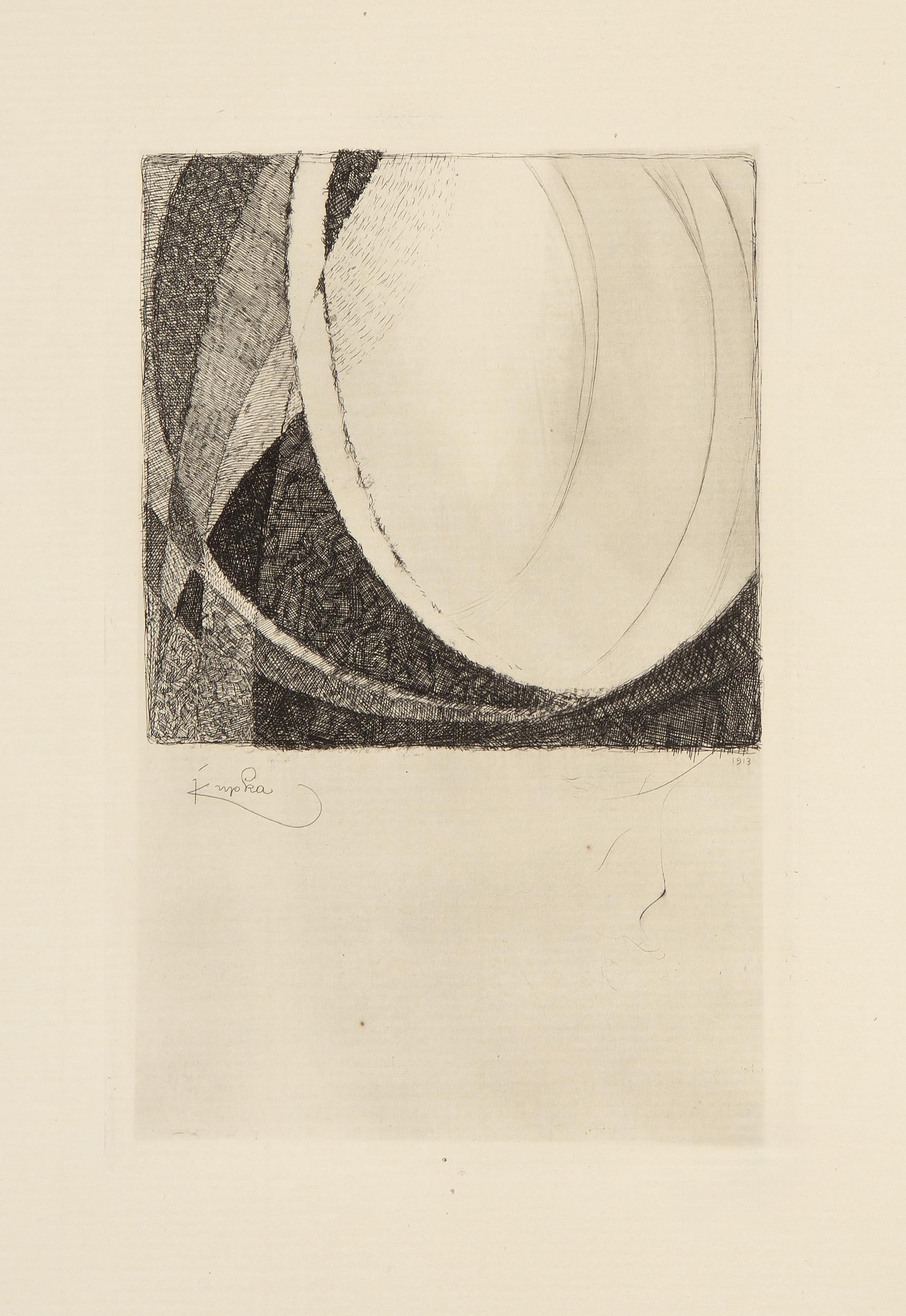 Frantisek Kupka, Tschechisch (1871 - 1957) - Amorpha. Jahr: 1913, Medium: Radierung auf Richard de Bas, Größe des Bildes: 9 x 5.75 inches, Größe: 20.25 x 12.75 in. (51.44 x 32.39 cm), Beschreibung: Aus der Sammlung des verstorbenen Larry Saphire.