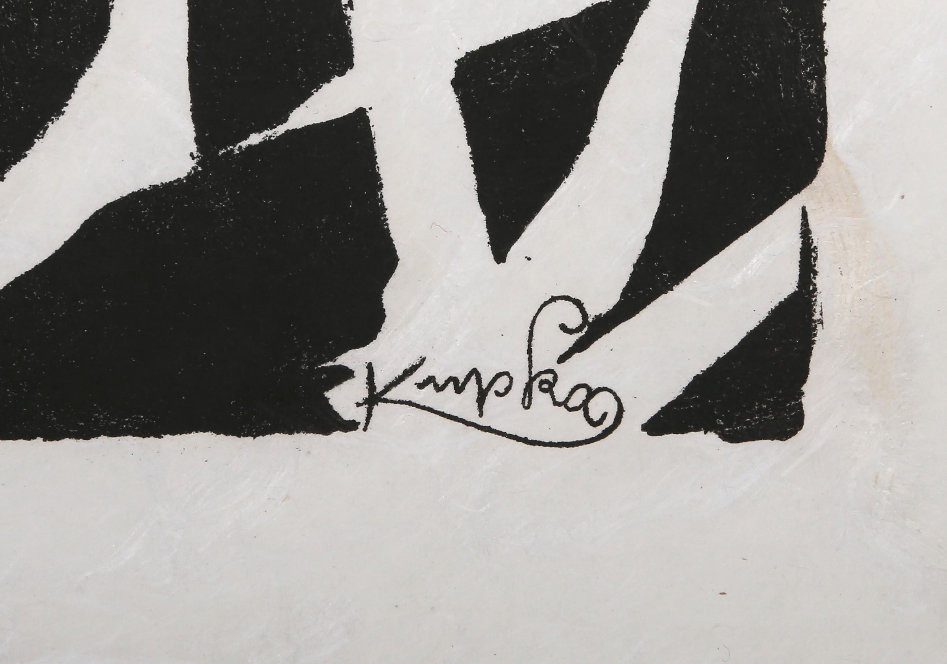 Bílé rytmy na černém II, Abstract Woodcut on Rice Paper by Frantisek Kupka For Sale 2