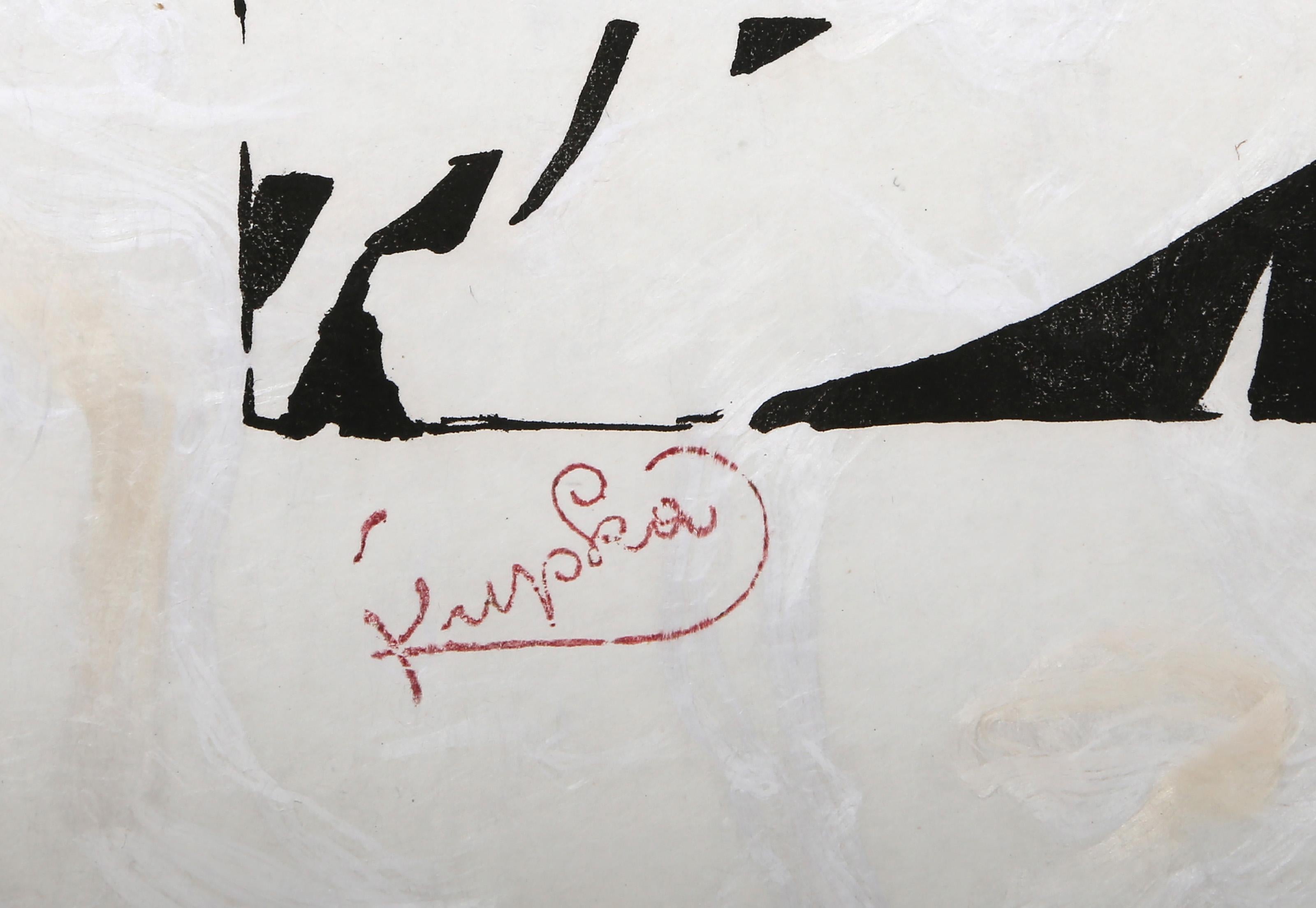 Bílé rytmy na černém II, Abstract Woodcut on Rice Paper by Frantisek Kupka For Sale 3