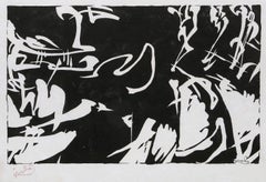Bílé rytmy na černém II, xilografia astratta su carta di riso di Frantisek Kupka