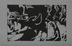 Bílé rytmy na černém, Modern Woodcut by Frantisek Kupka