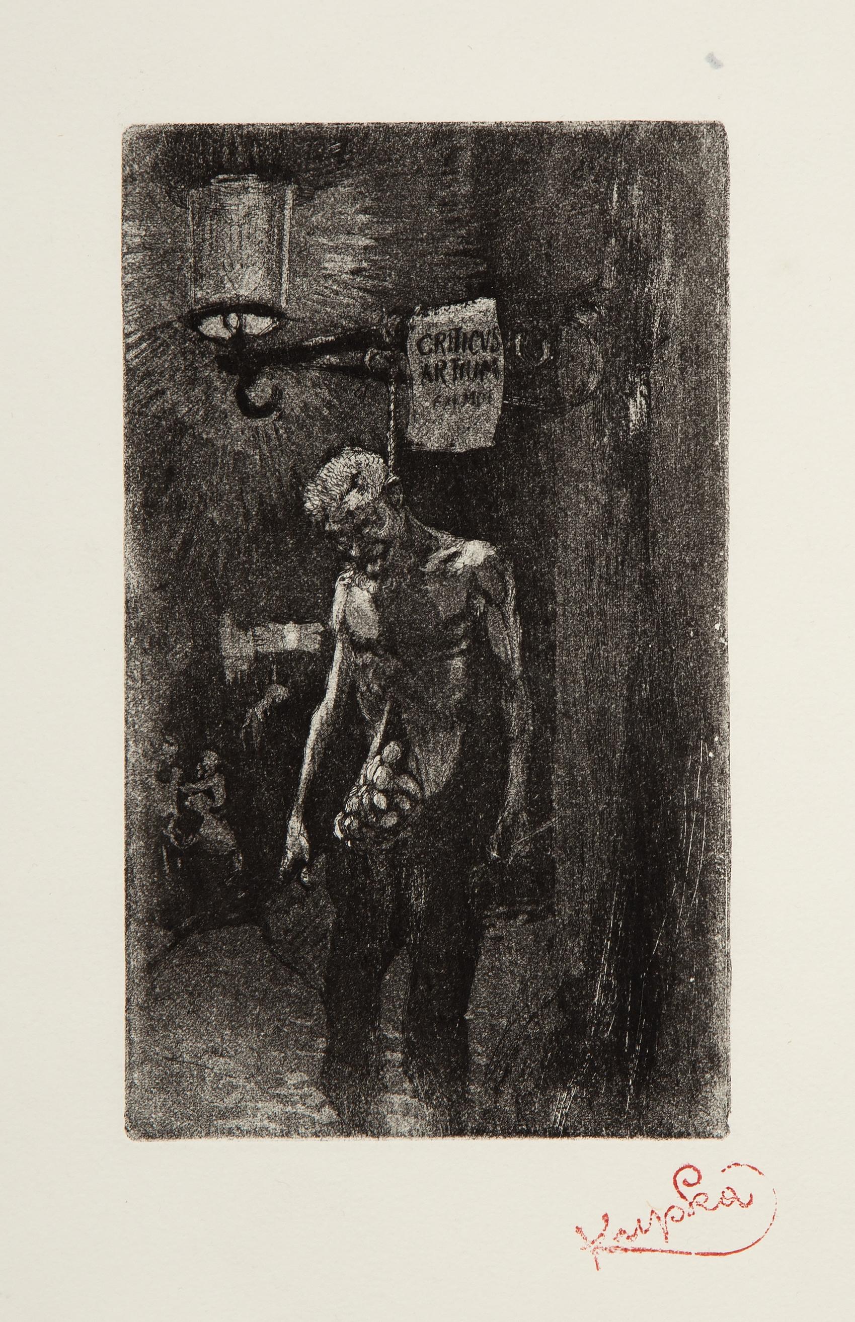 Frantisek Kupka, Czech (1871 - 1957) - Criticus Artium. Year: 1905, Medium: Etching, stamp signed, Image Size: 6.75 x 4 inches, Size: 11 x 7.5 in. (27.94 x 19.05 cm), Description: From the collection of the late Larry Saphire.