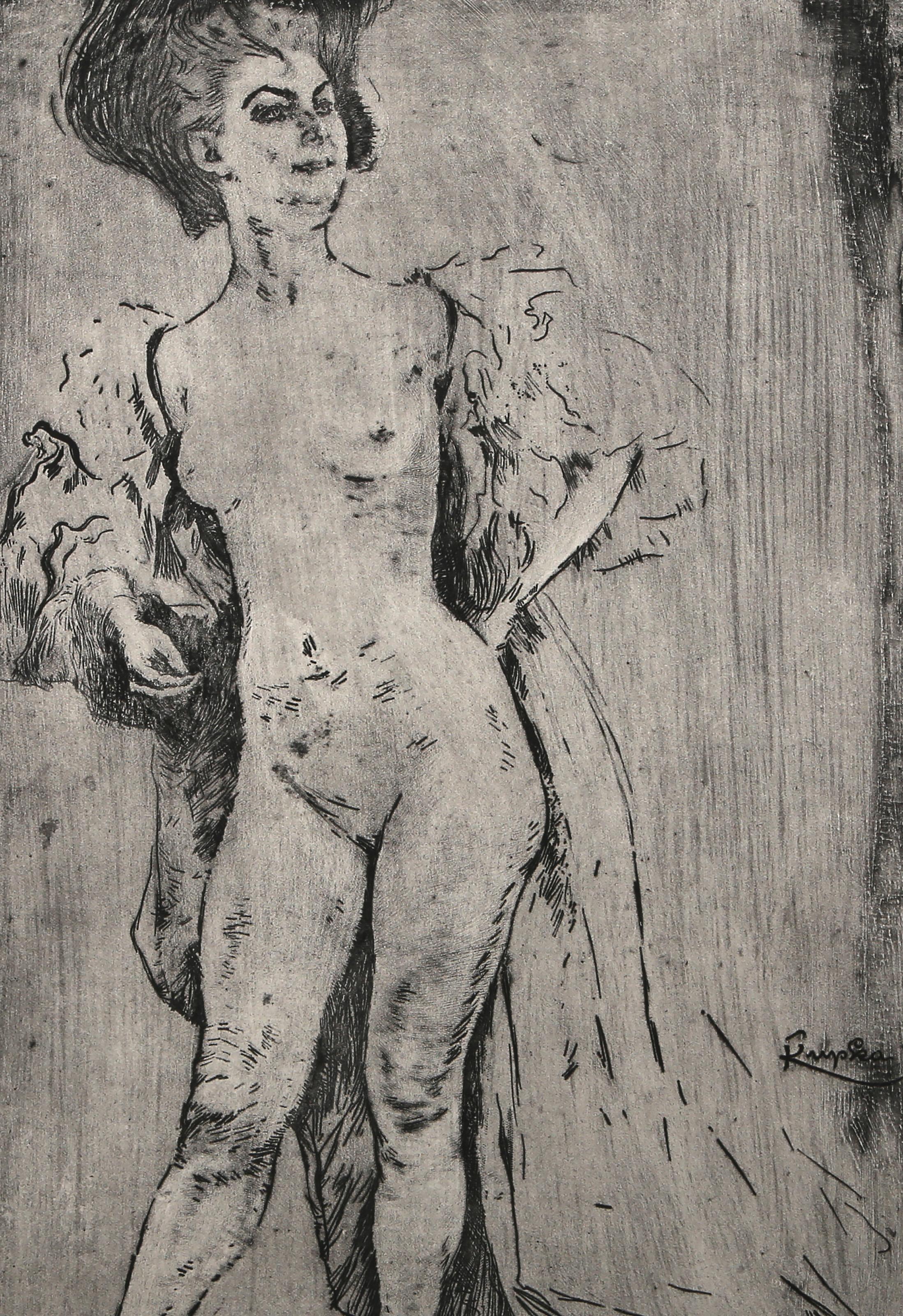 Femme Debout II, Surrealist Etching by Frantisek Kupka For Sale 1