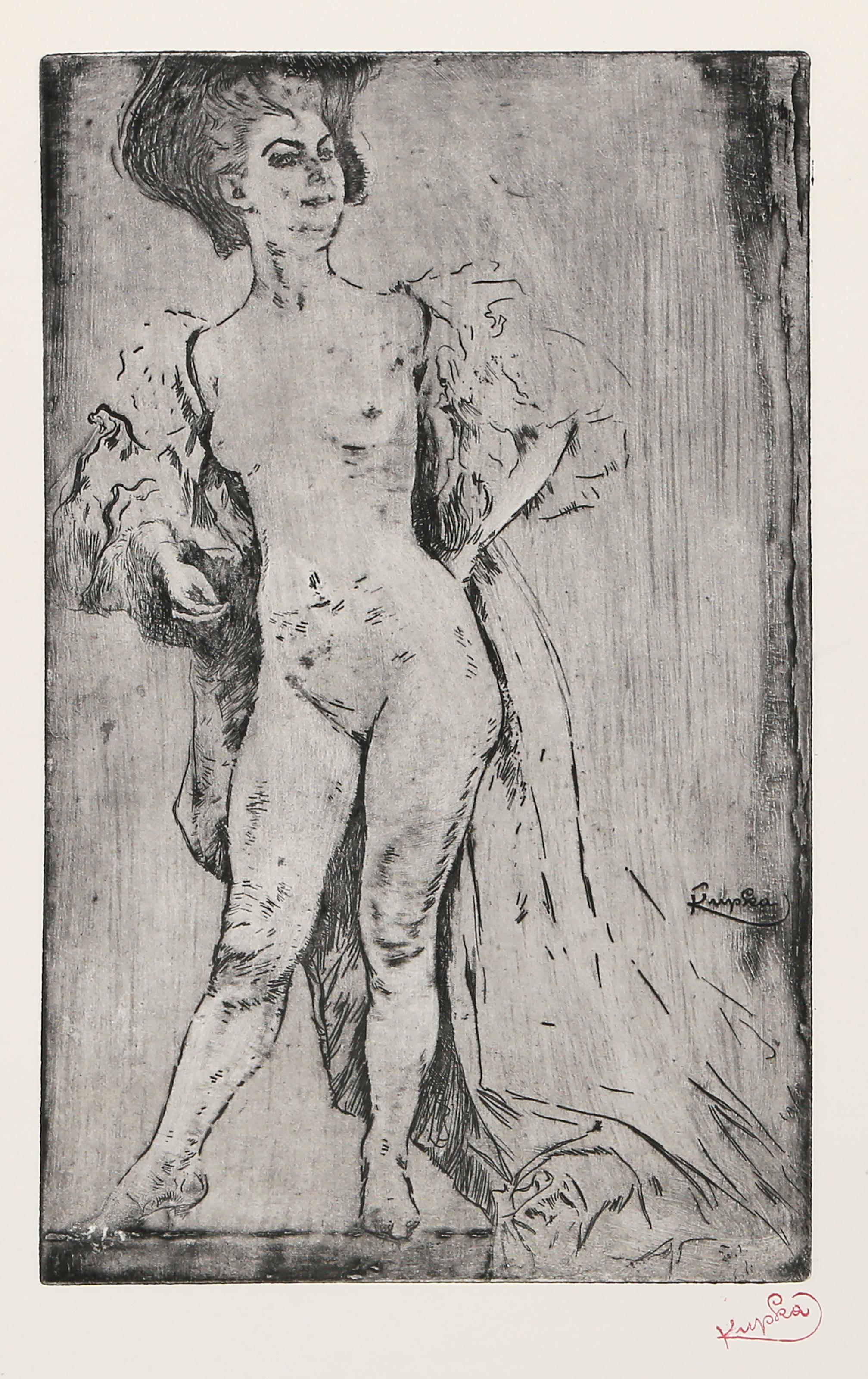 Femme Debout II, Surrealist Etching by Frantisek Kupka