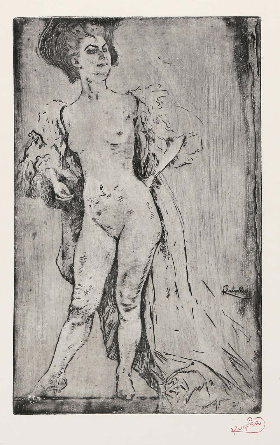 Femme Debout II, Surrealist Etching by Frantisek Kupka