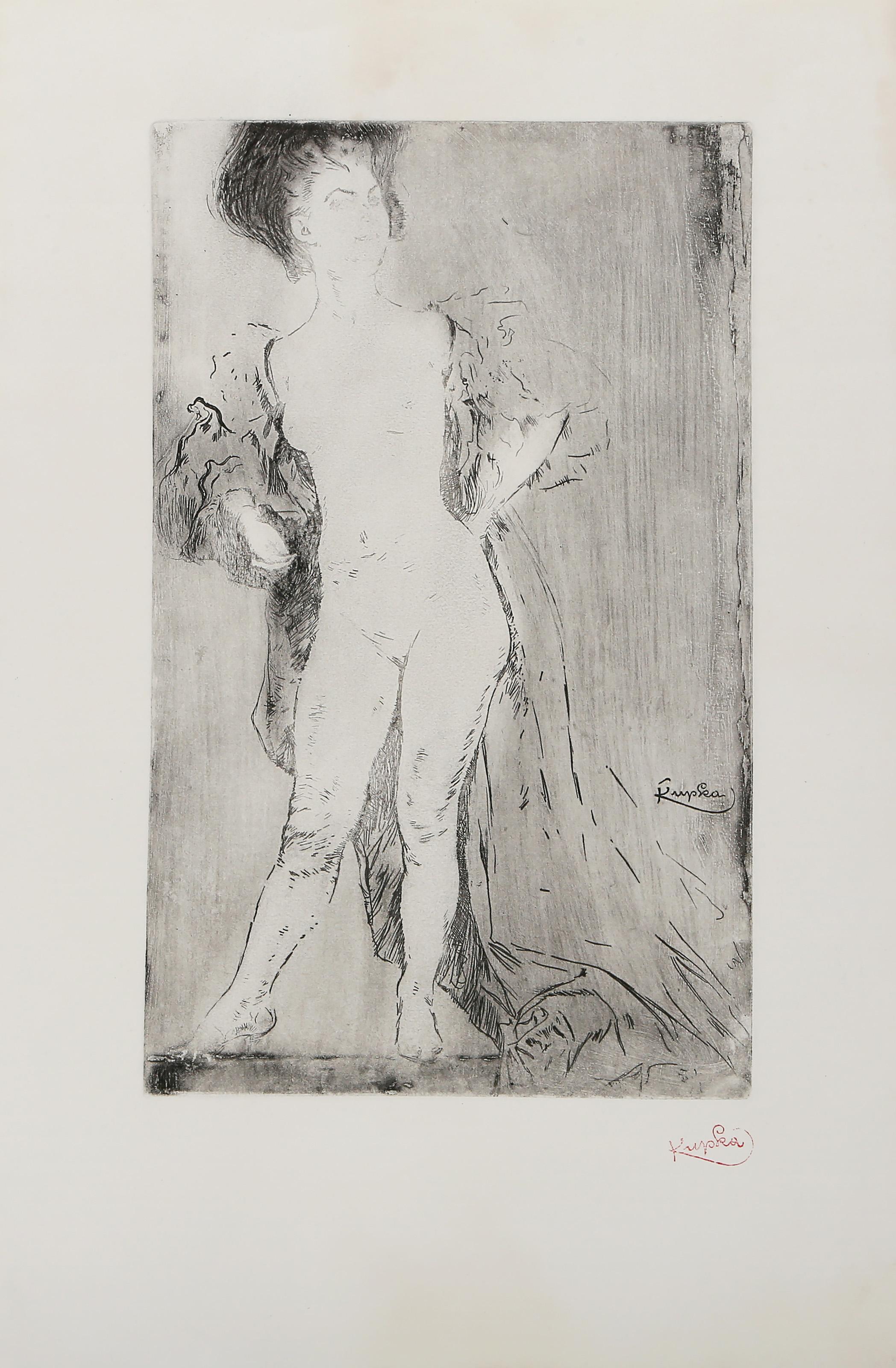Femme Debout, Nude Surrealist Etching by Frantisek Kupka For Sale 1