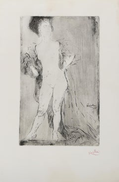 Femme Debout, Nude Surrealist Etching by Frantisek Kupka