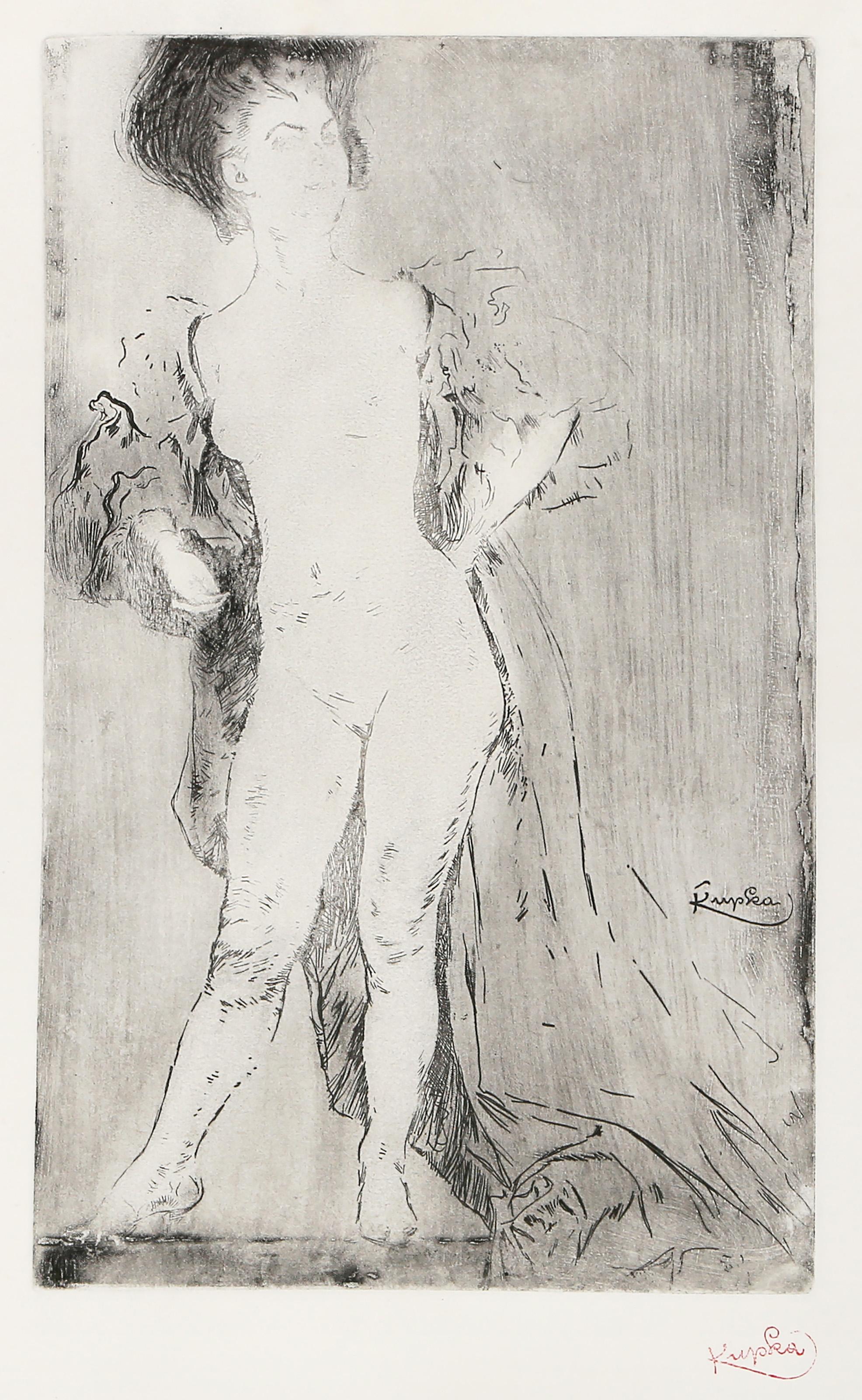 Femme Debout by Frantisek Kupka, Czech (1871–1957)
Date: circa 1912
Etching on Arches, signed in the plate and stamp signed
Image Size: 15.5 x 9.75 inches
Size: 22 x 15 in. (55.88 x 38.1 cm)