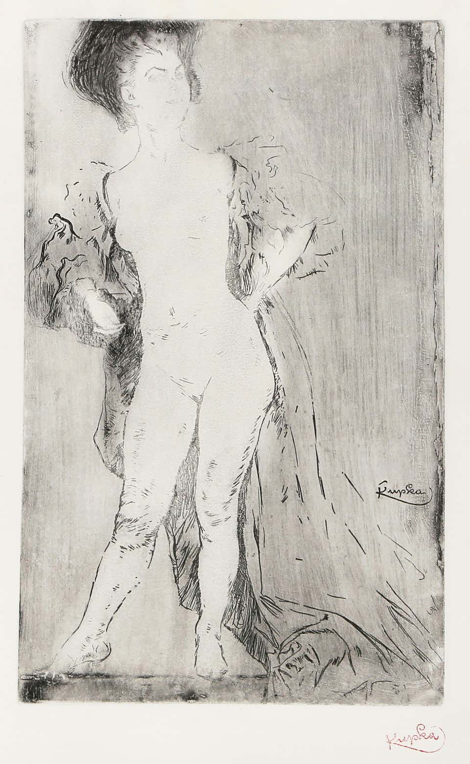 Femme Debout, Nude Surrealist Etching by Frantisek Kupka
