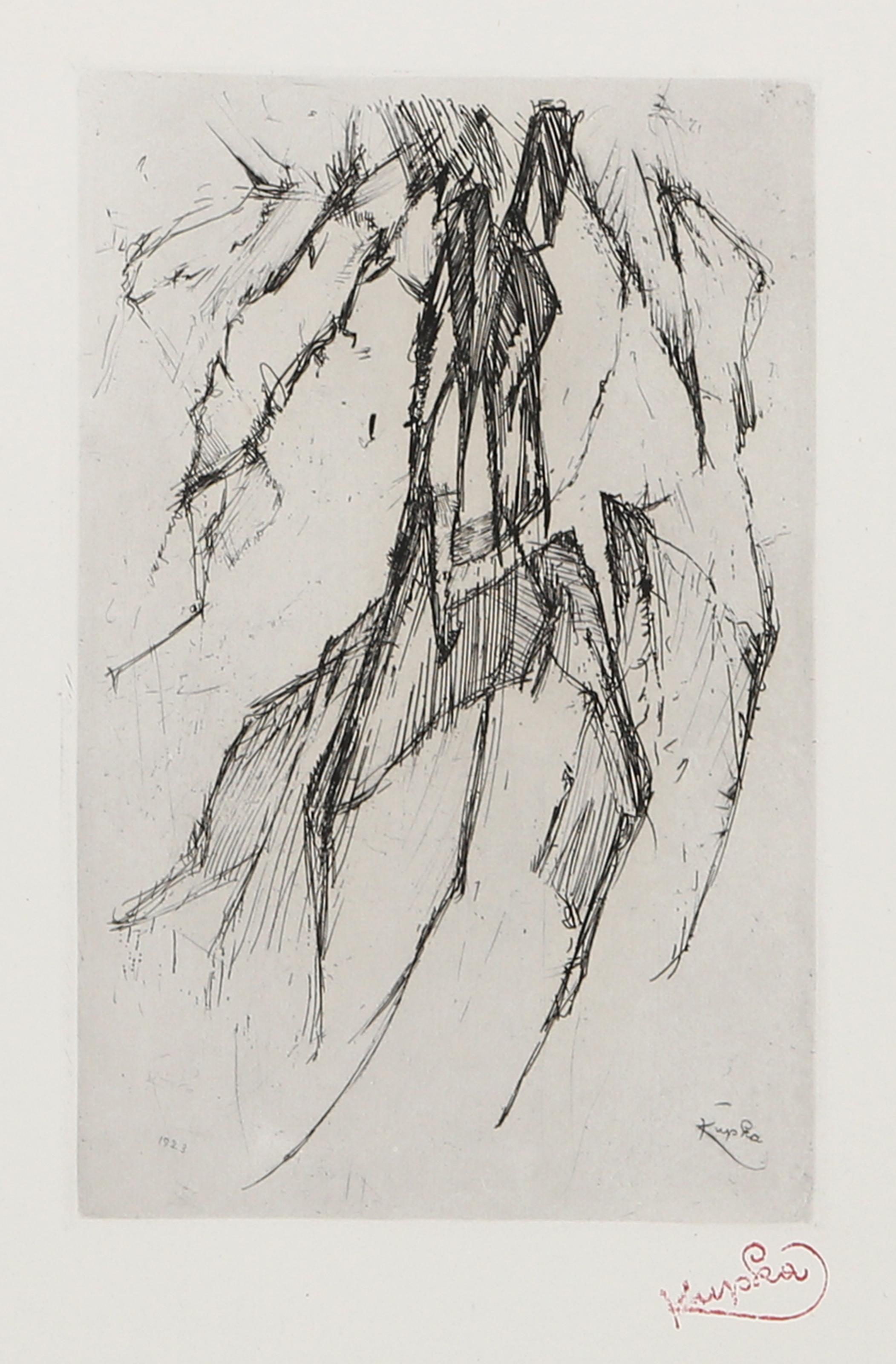 Frantisek Kupka, Czech (1871 - 1957) - Fountain. Year: 1923, Medium: Etching, stamp signed and signed in the plate, Image Size: 9 x 6 inches, Size: 20 x 13.25 in. (50.8 x 33.66 cm), Description: From the collection of the late Larry Saphire.