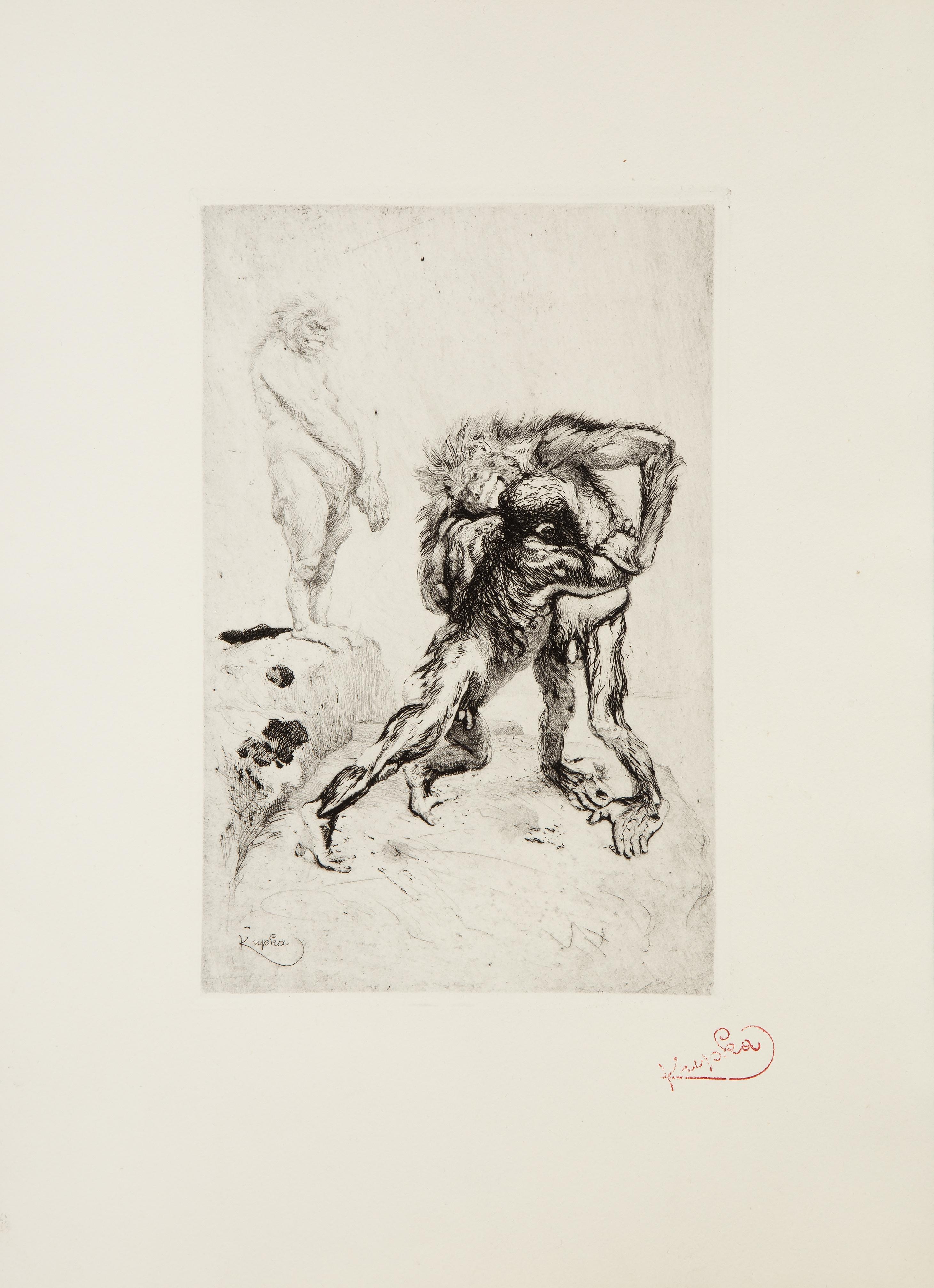 Lutte, Surrealist Etching by Frantisek Kupka For Sale 1