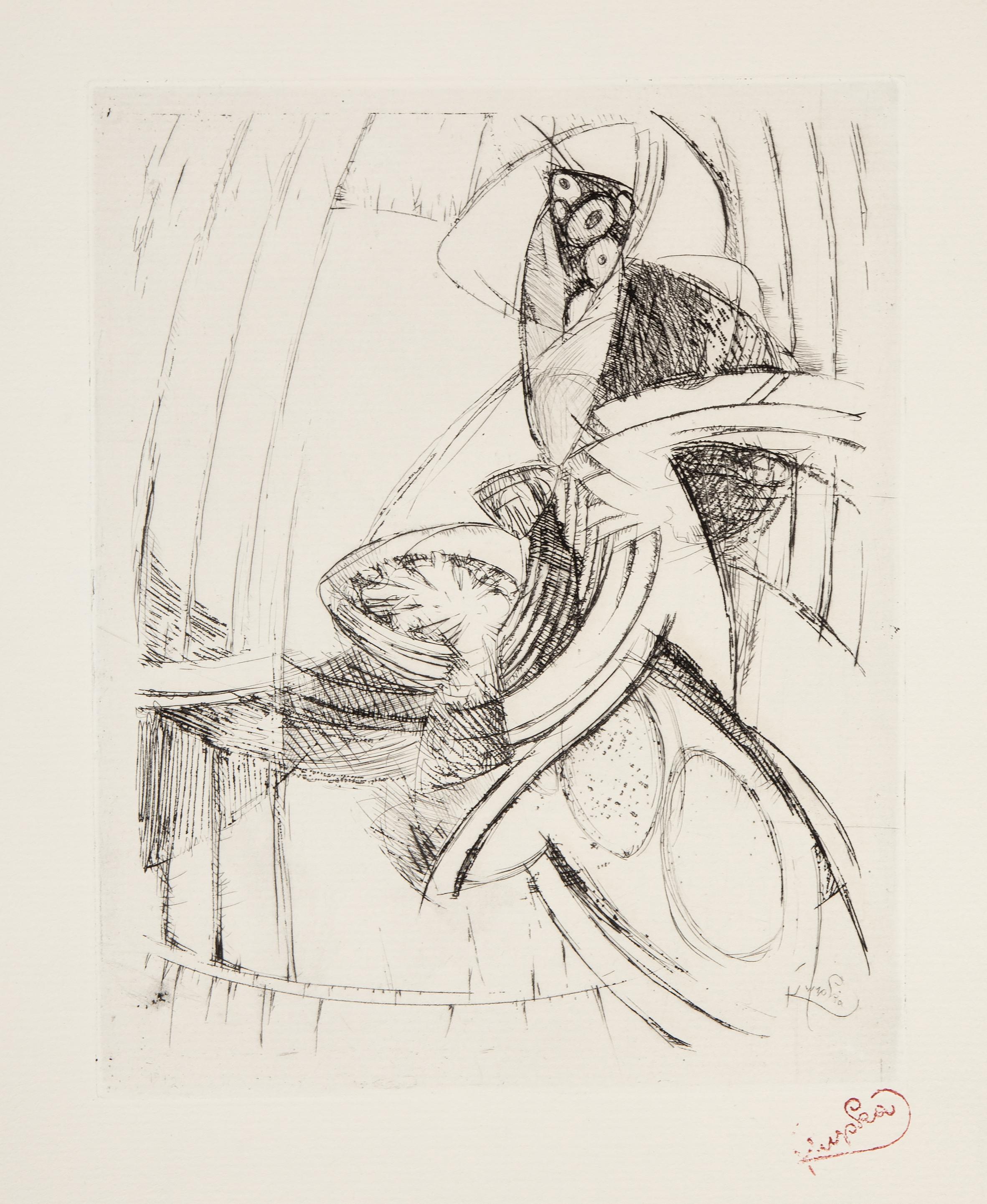 Frantisek Kupka, Czech (1871 - 1957) - Sons de Cloches. Year: 1912, Medium: Etching on Richard de Bas, stamp signed, Image Size: 11 x 8.75 inches, Size: 20 x 12.75 in. (50.8 x 32.39 cm), Description: From the collection of the late Larry Saphire.