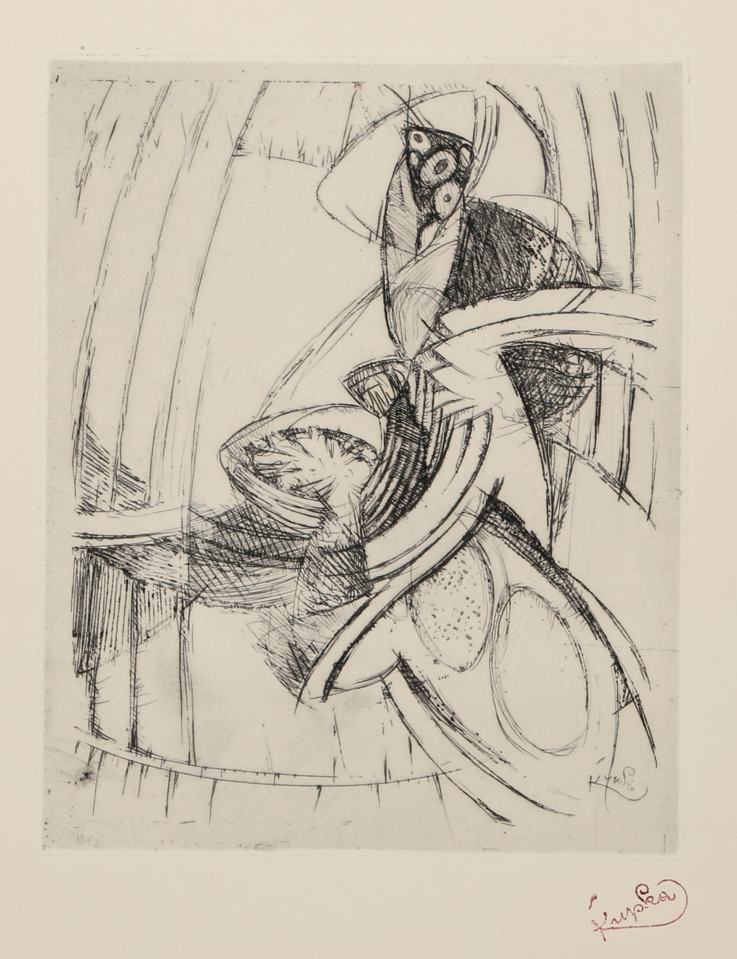 Frantisek Kupka, Czech (1871 - 1957) - Sons de Cloches. Year: 1912, Medium: Etching on Richard de Bas, stamp signed and signed in the plate, Image Size: 11 x 8.75 inches, Size: 20 x 12.75 in. (50.8 x 32.39 cm), Description: From the collection of