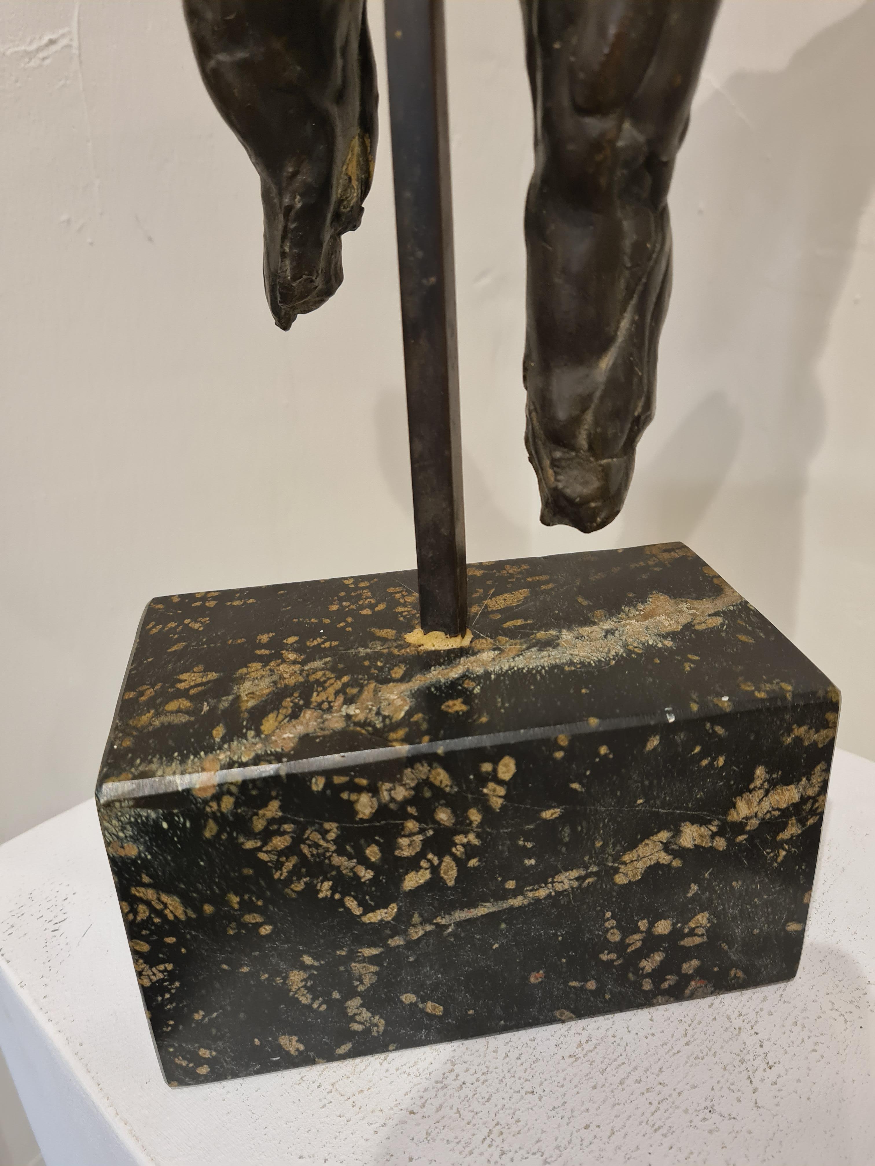French Mid 20th Century bronze figure of a man presented on an iron 'tige' and marble base.

The sculpture is not signed but was purchased from Nice, France, in the 1970s as a work by 'Franta'. it is however reminiscent of other artists of this
