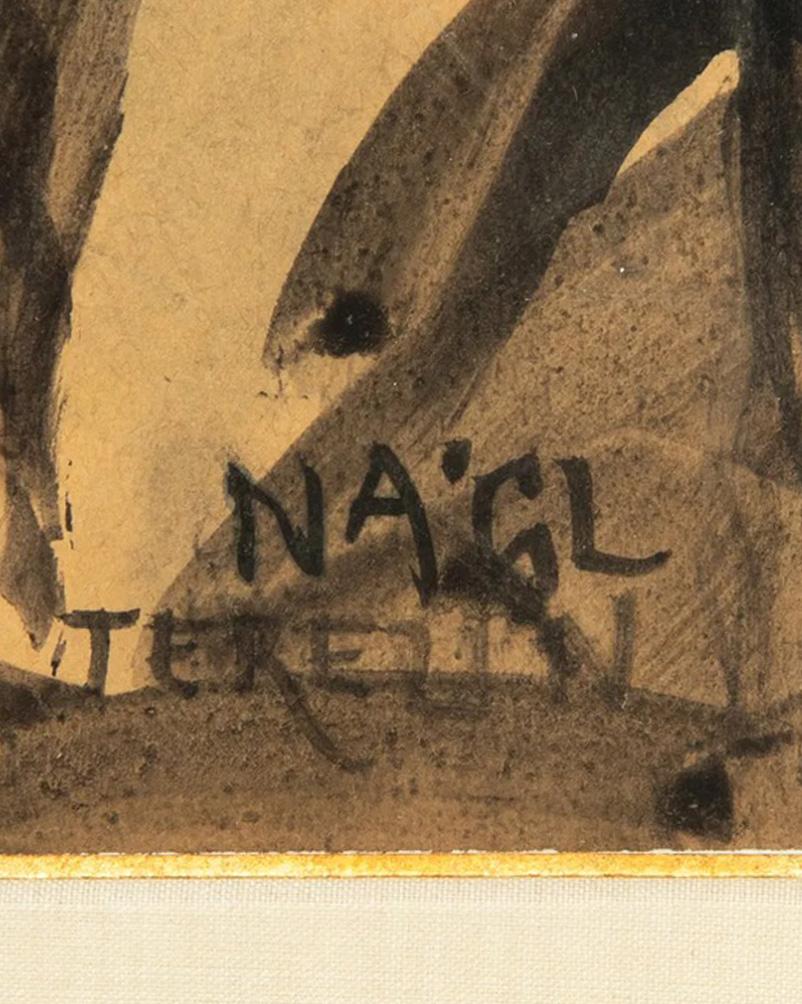 Peint à la main František Mořic Nágl - Tchèque 1889-1944. Service de prière à Theresienstadt Ghetto en vente