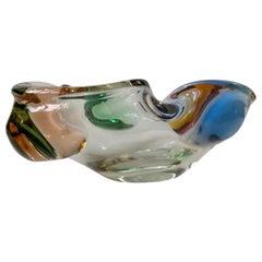 Frantisek Zemek Rainbow Art Glass Dish for Mstisov, Czech 1960s
