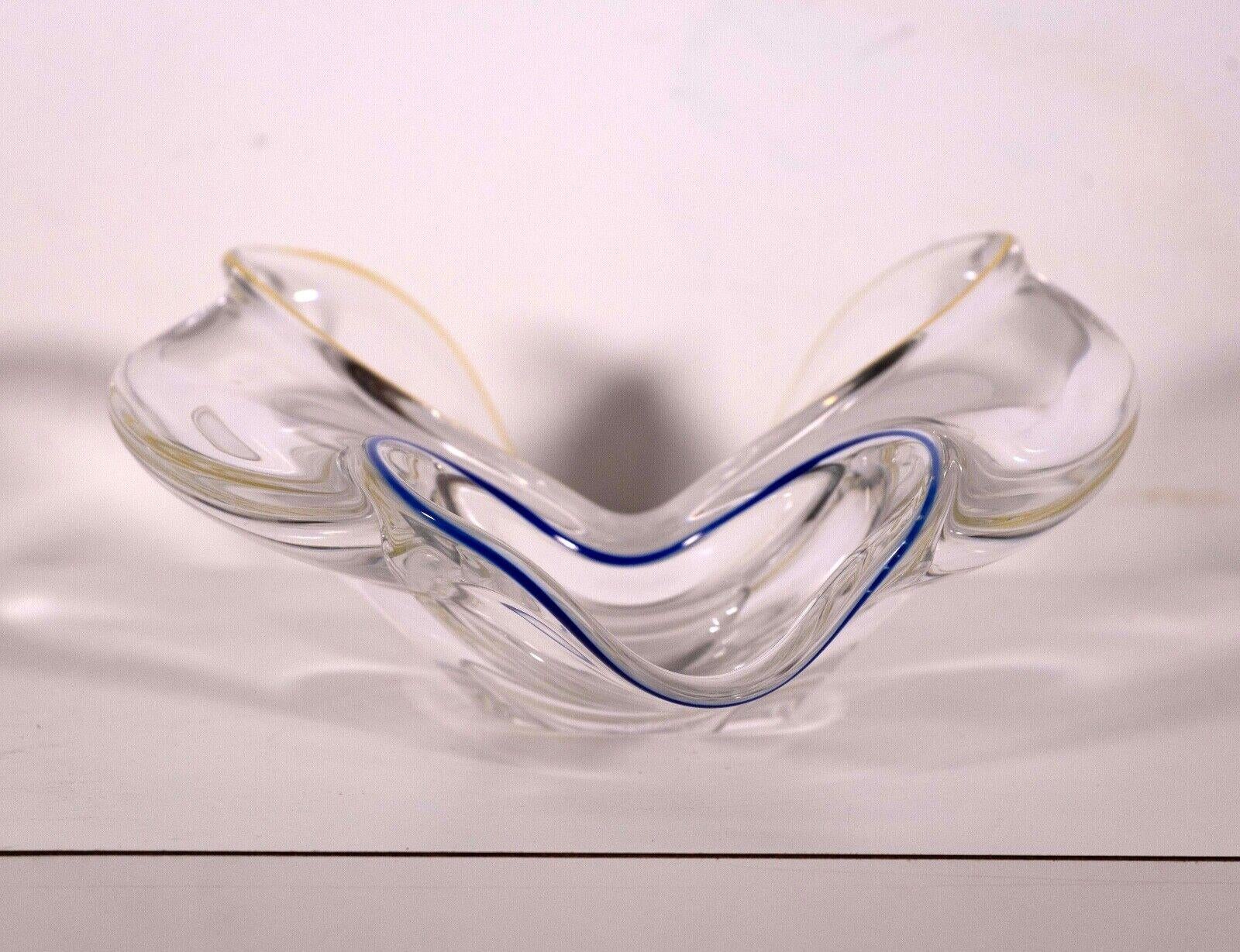 Frantisek Zemek Signed Blue and Yellow Abstract Glass Sculpture with Dual Bowls In Good Condition For Sale In Keego Harbor, MI