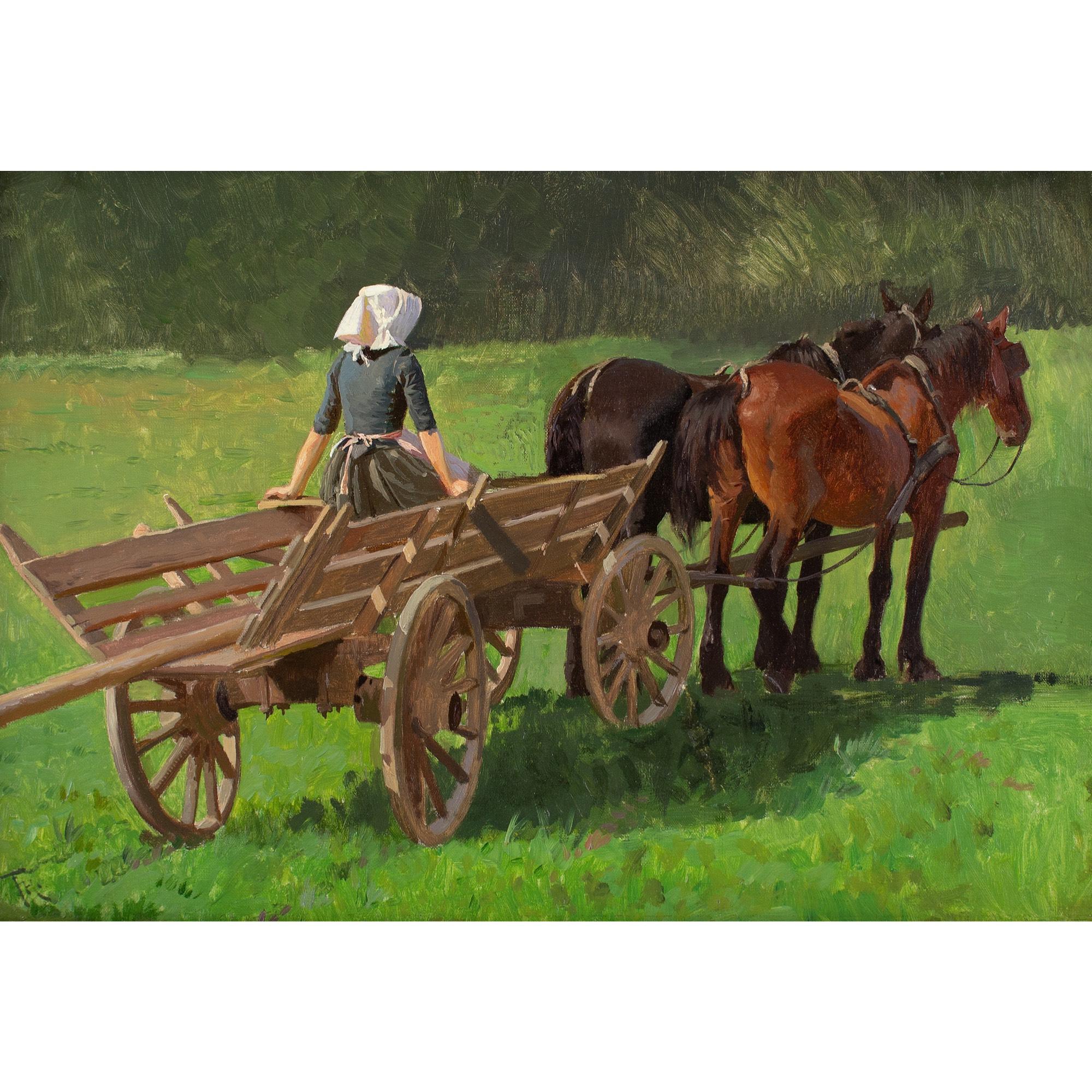 Frants Henningsen, Study For ‘The Harvesters’ - Painting by Frants Henningsen 