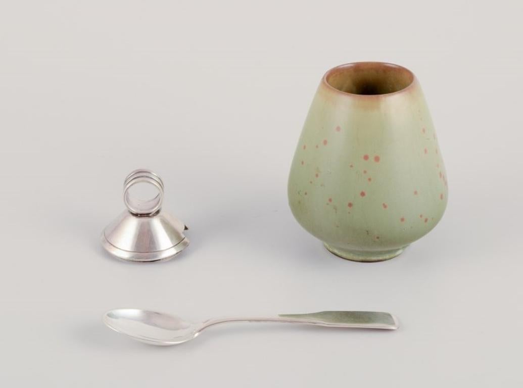 Danish Frantz Hingelberg and Royal Copenhagen. Art Deco ceramic jam jar. 1930s