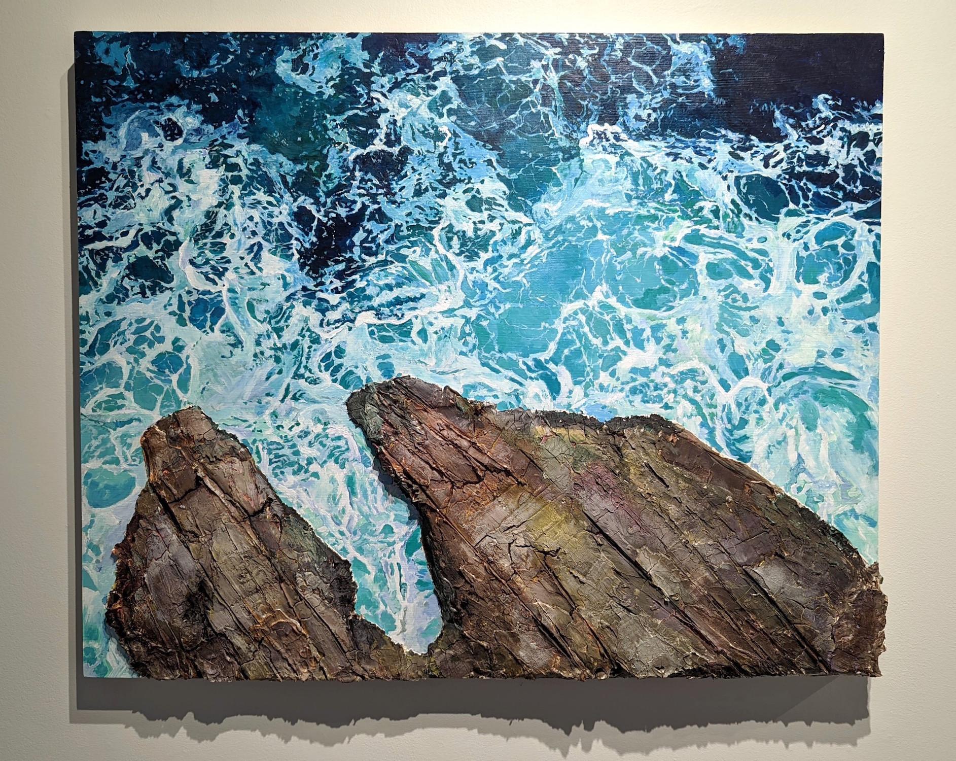 Acryl, Marmor, Schaumstoff, Meereslandschaft, Blau, Braun, 