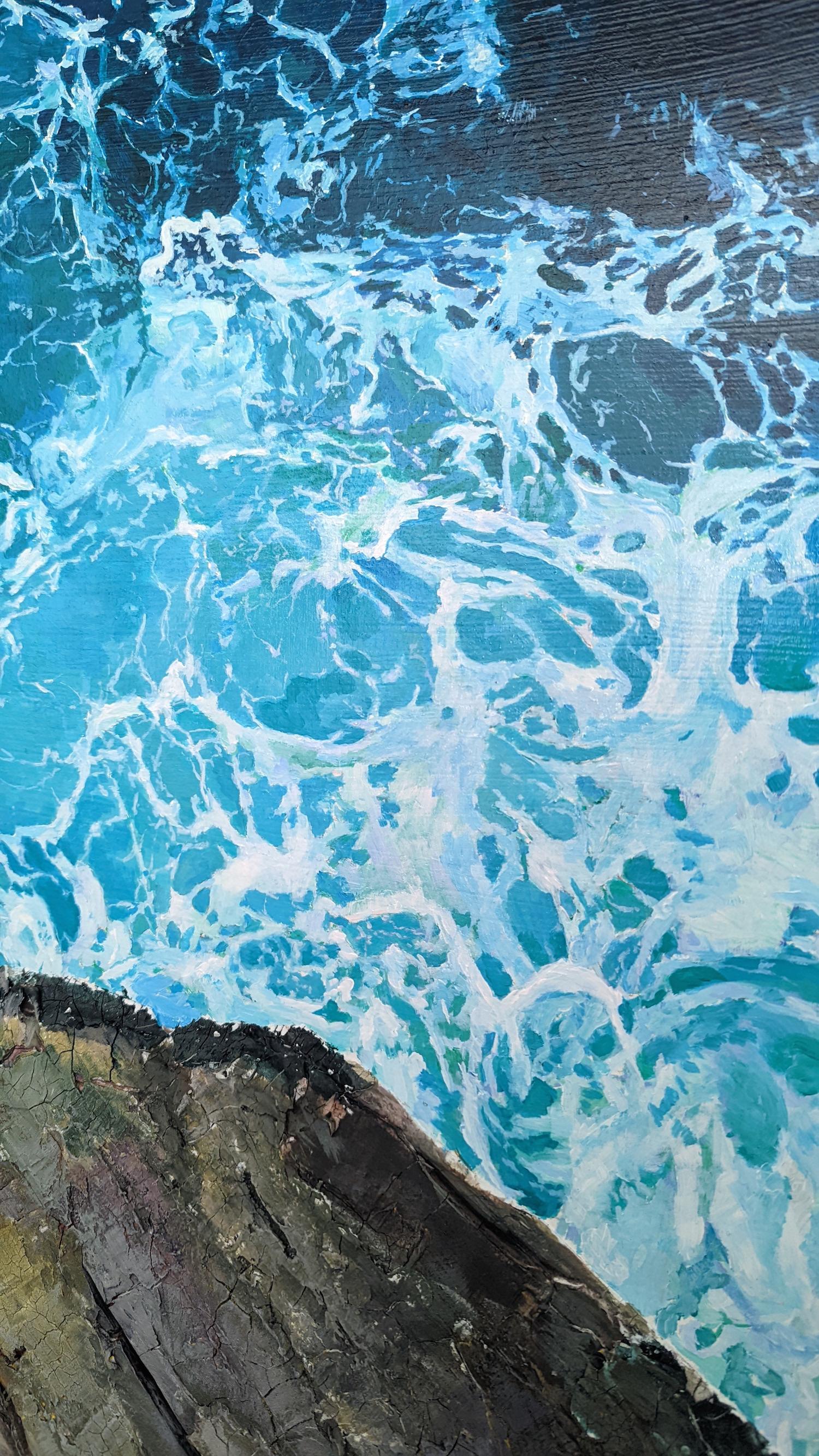 Acryl, Marmor, Schaumstoff, Meereslandschaft, Blau, Braun, 