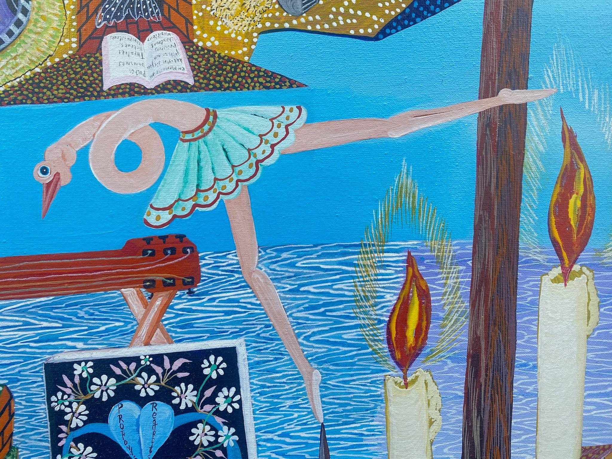 Visionary Vaudou Surrealism Large Contemporary Haitian Painting im Angebot 1