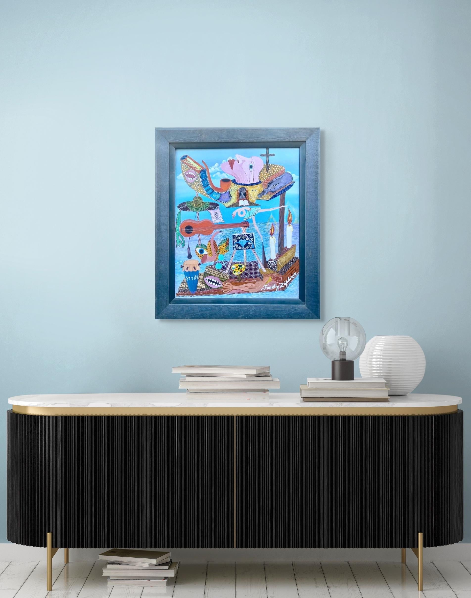 Visionary Vaudou Surrealism Large Contemporary Haitian Painting im Angebot 4