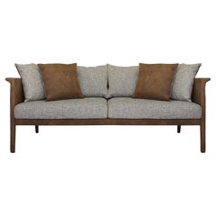Contemporary Modern Franz Sofa in Leather & Brown Fabric by Collector Studio