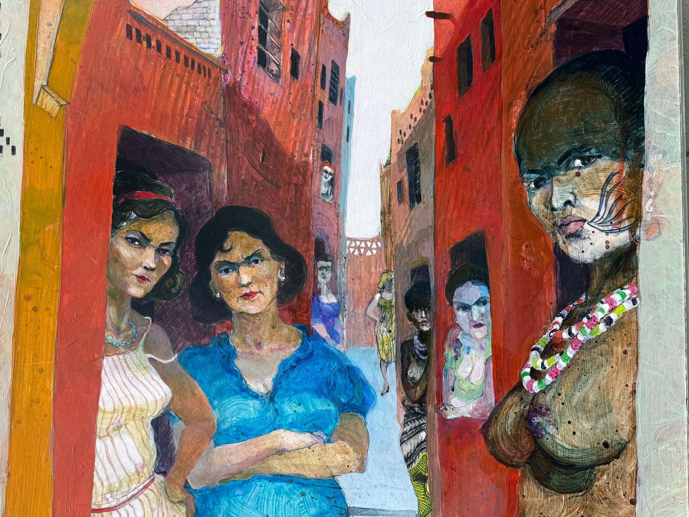 Prostituées nord-africaines  Quartier rouge en Tunisie - Painting de Franz Altschuler