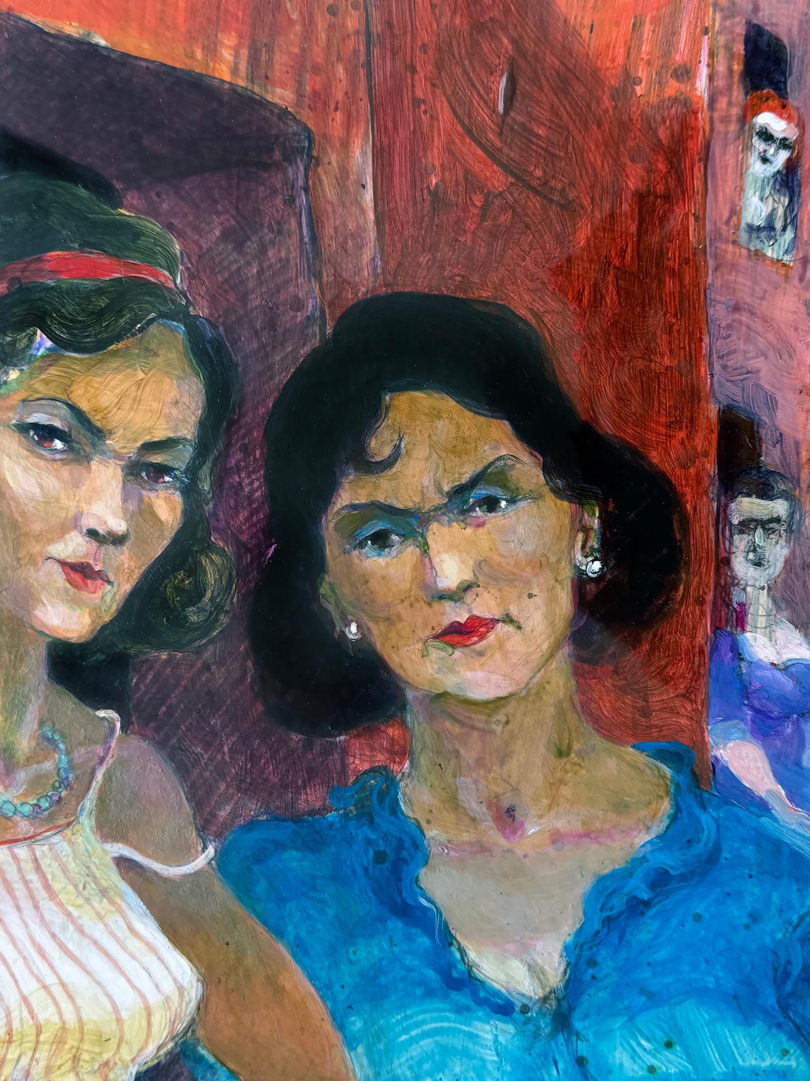 Prostituées nord-africaines  Quartier rouge en Tunisie - Gris Figurative Painting par Franz Altschuler