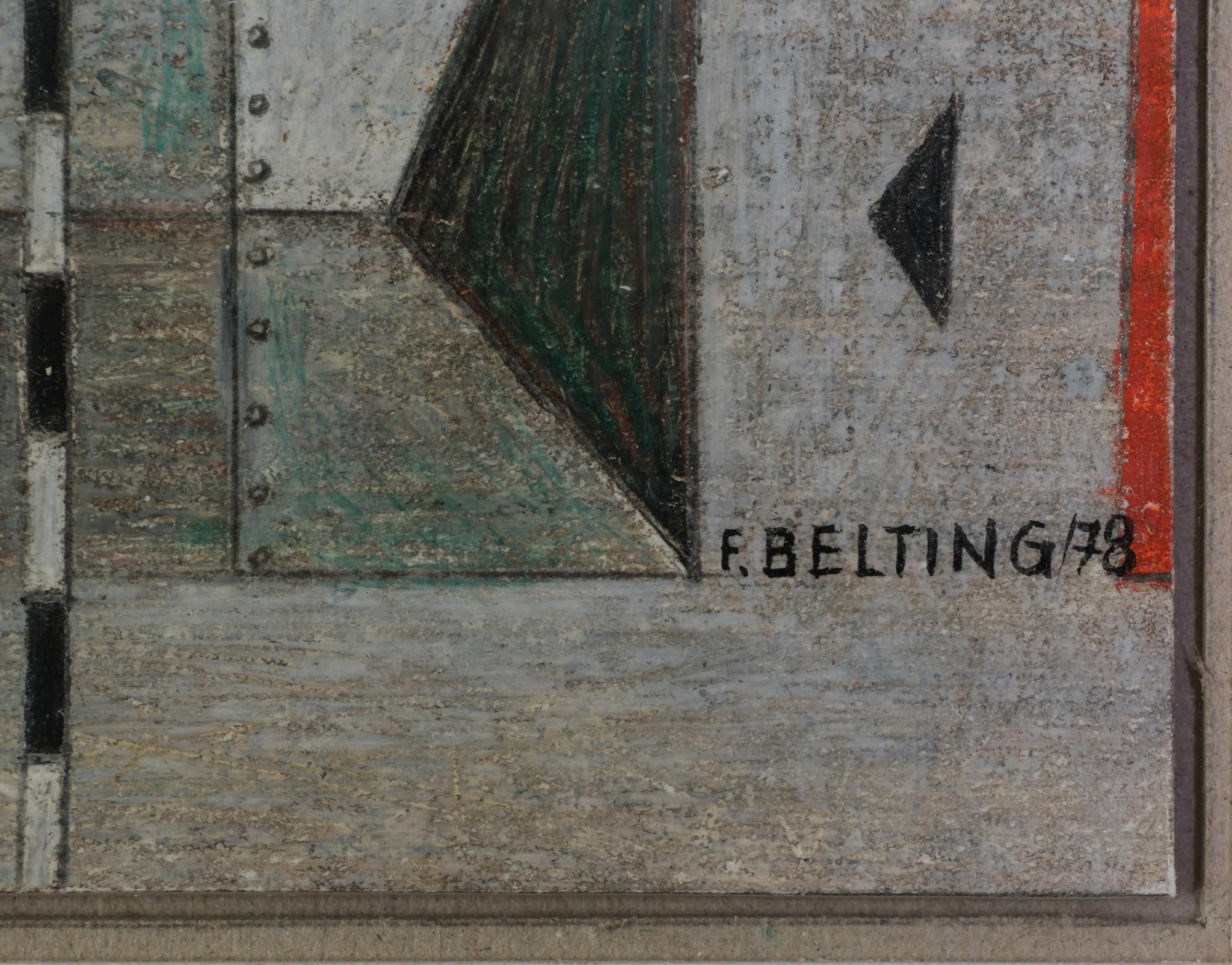 Composition abstraite en couleurs de cire de Franz Belting (1908-2010) 1978. Signé et daté. Intitulé 