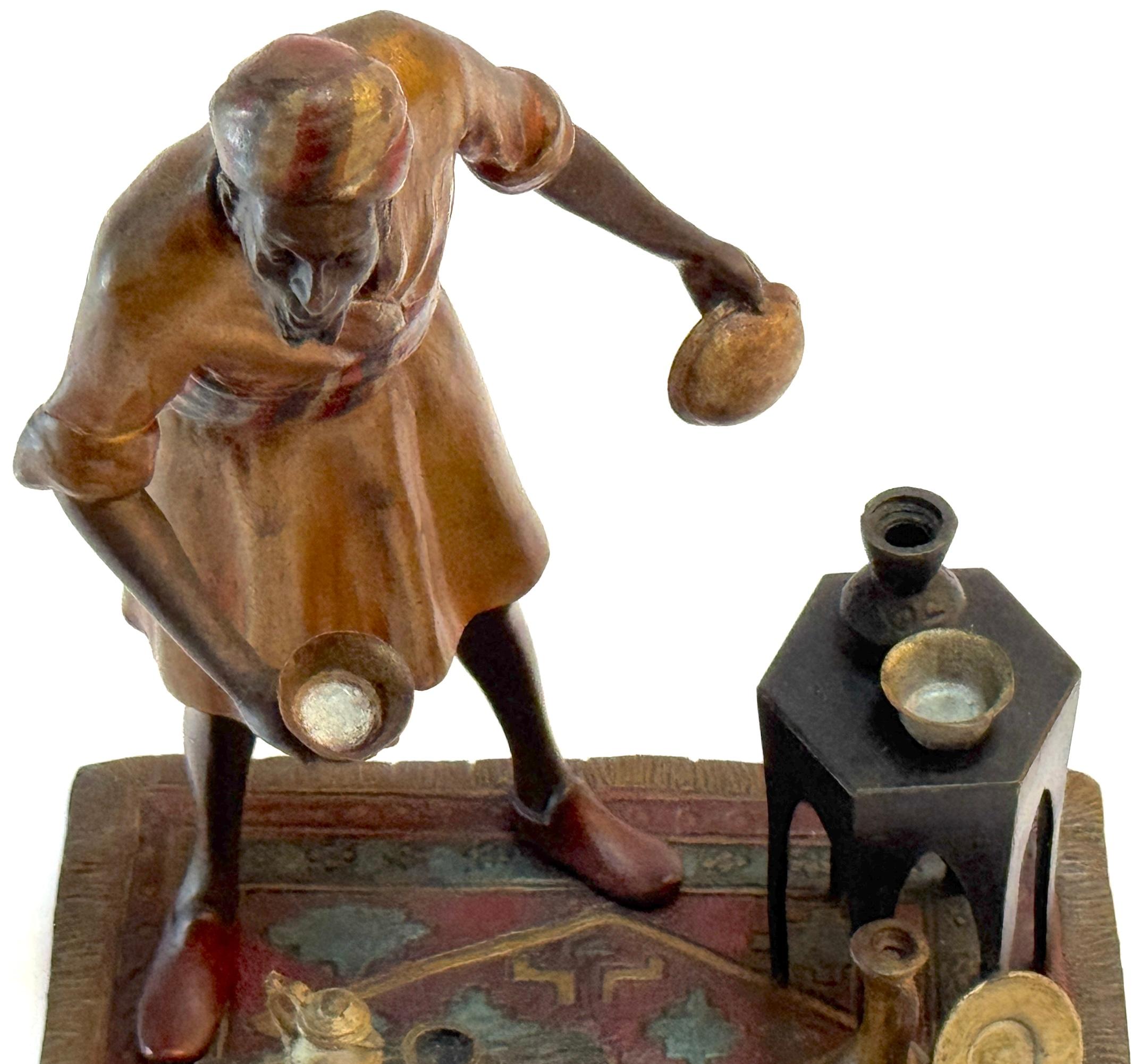 Cold-Painted Franz Bergman Austrian Cold Painted Bronze Orientalist Merchant