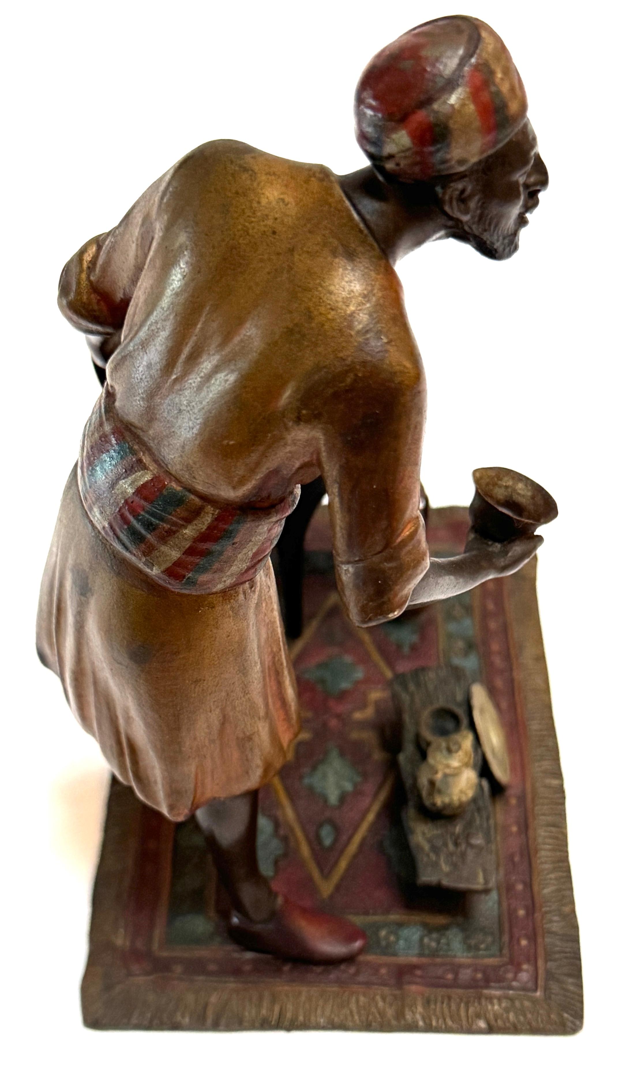 20th Century Franz Bergman Austrian Cold Painted Bronze Orientalist Merchant