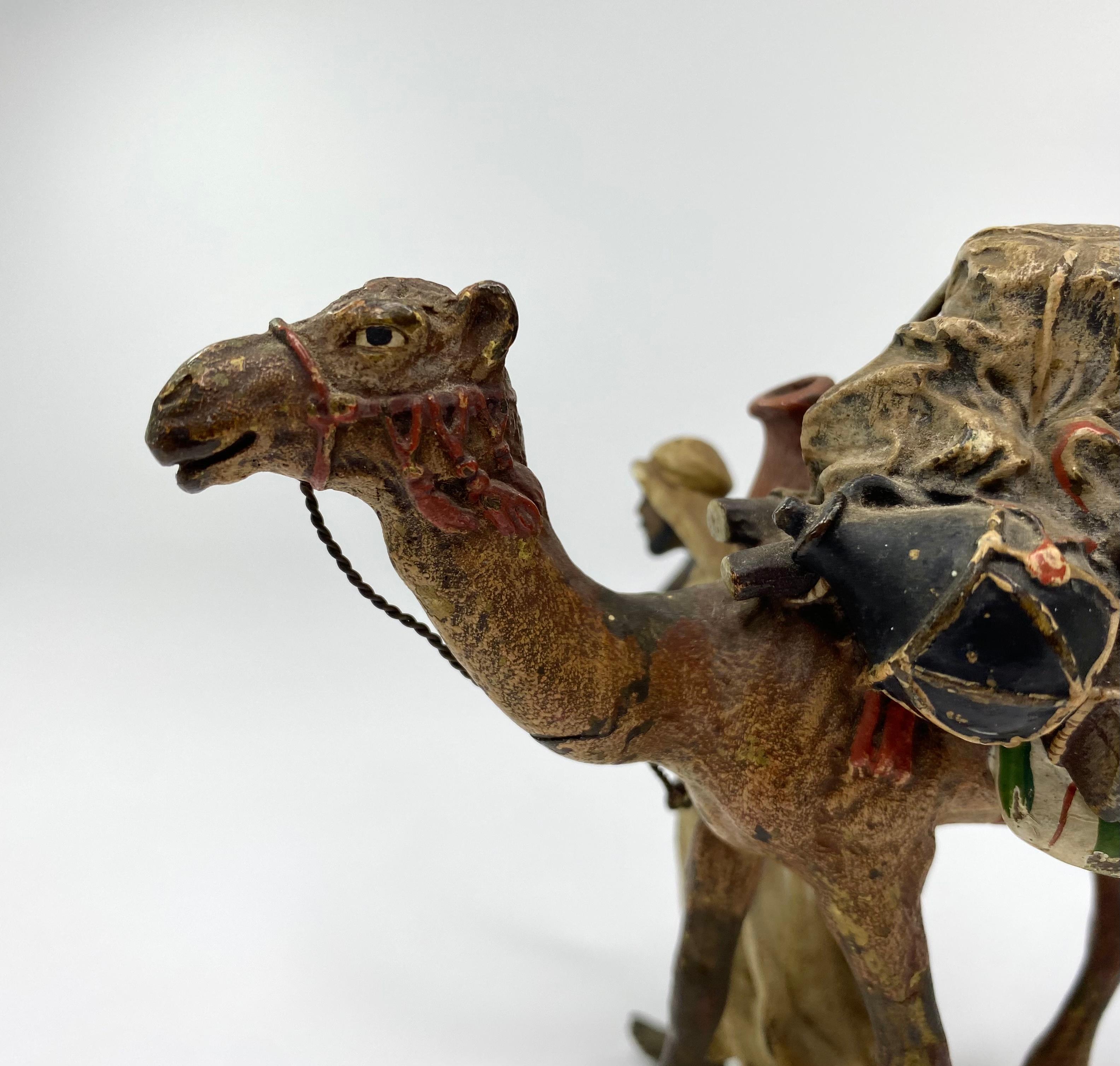 Franz Bergman Bronze Arab & Camel Group, c. 1900 In Good Condition In Gargrave, North Yorkshire