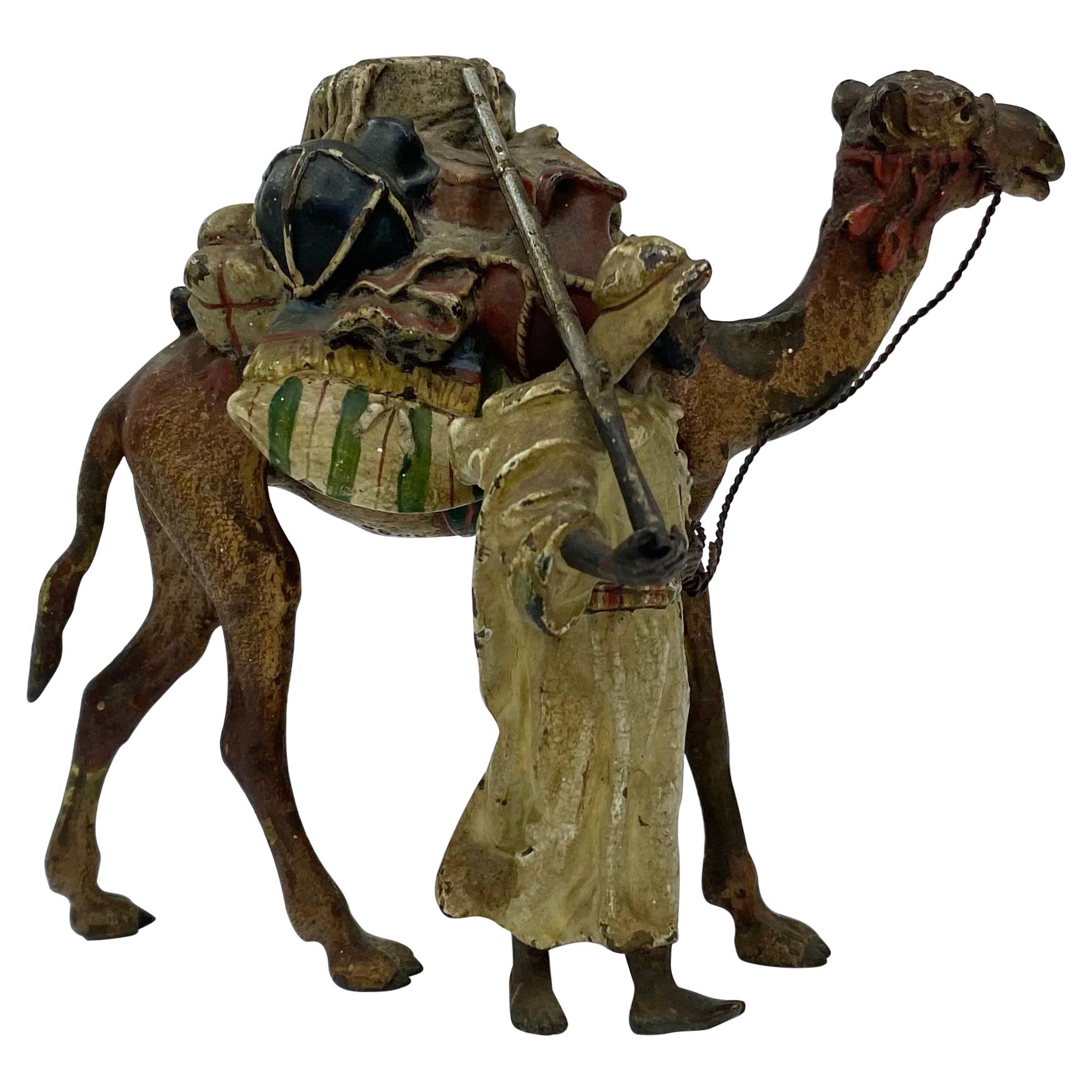 Franz Bergman Bronze Arab & Camel Group, c. 1900