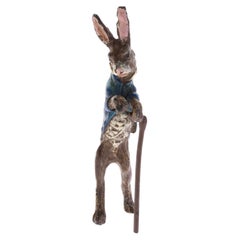 Franz Bergman Cold Painted Viennese Bronze Rabbit with Walking Stick Sculpture
